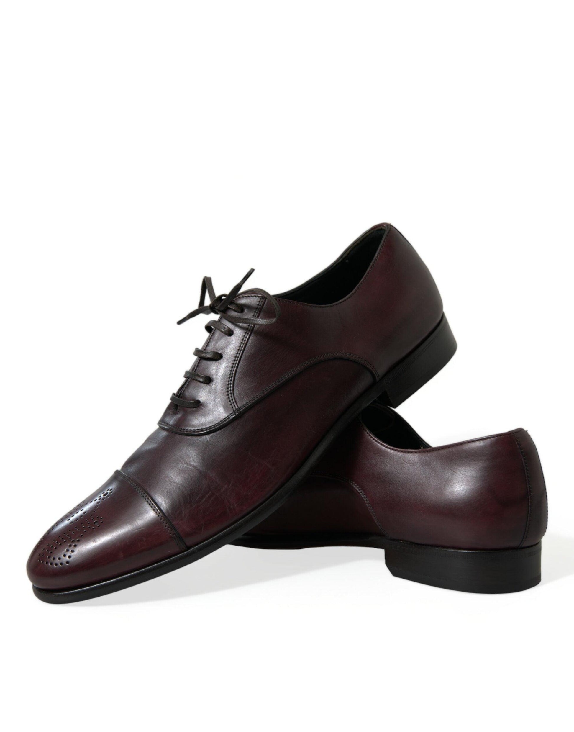 Dolce & Gabbana Elegant Burgundy Leather Derby Shoes - Arichezz.store