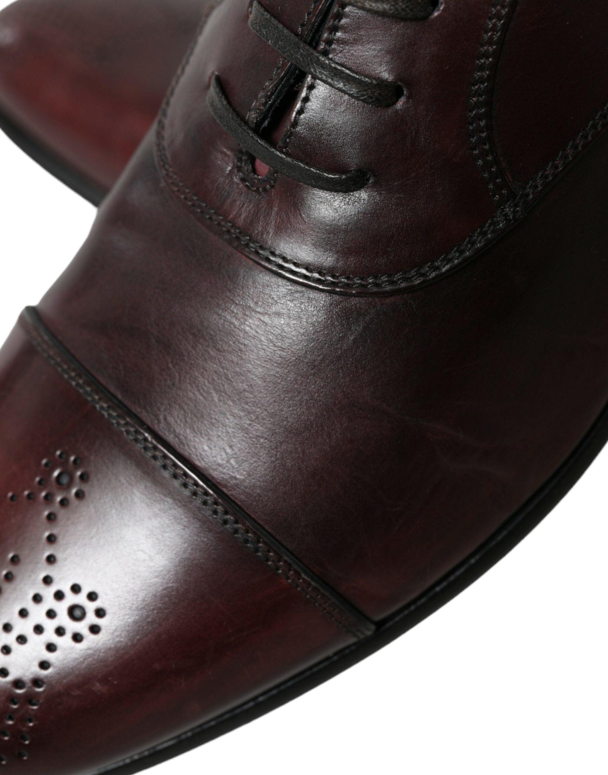 Dolce & Gabbana Elegant Burgundy Leather Derby Shoes - Arichezz.store