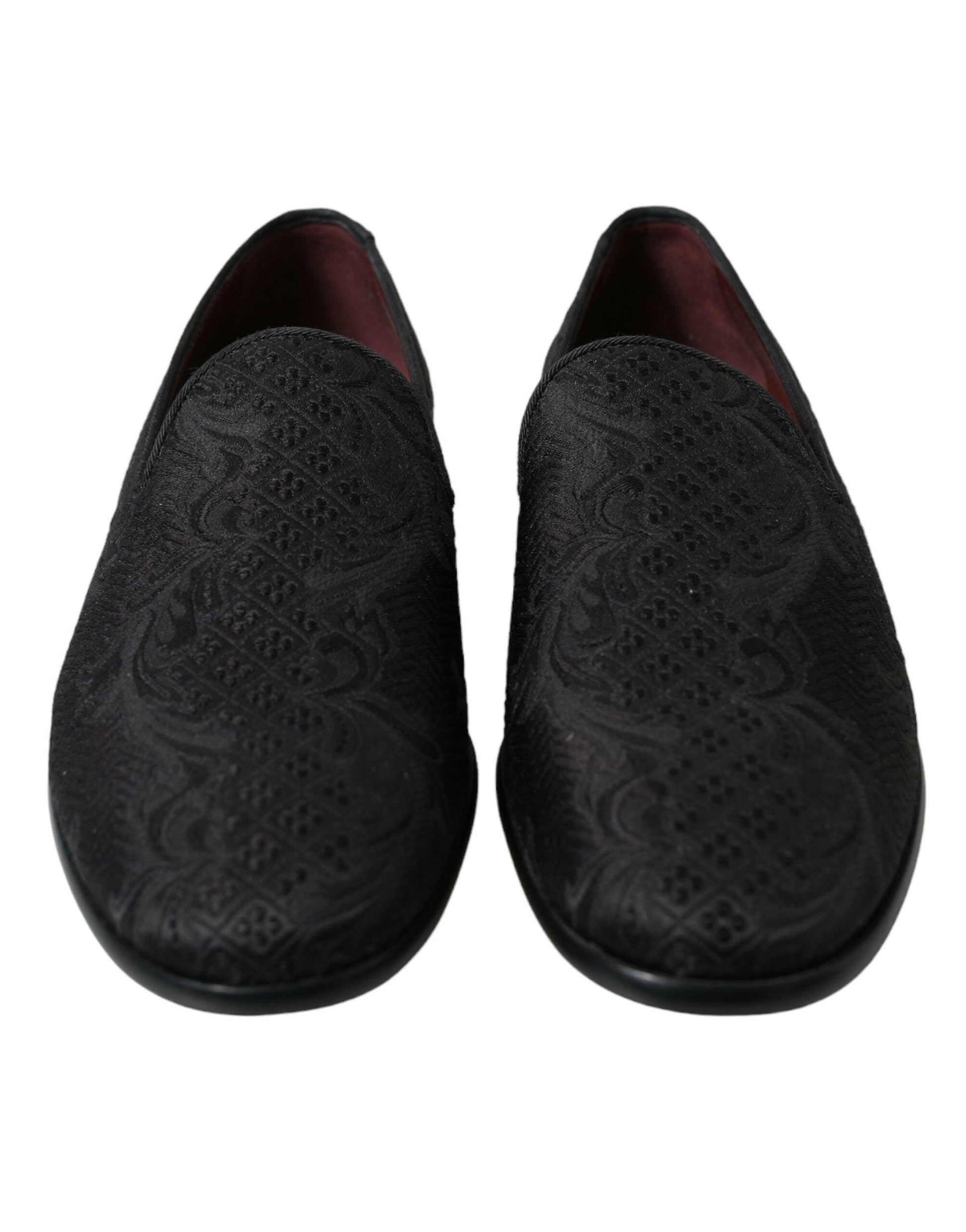 Dolce & Gabbana Elegant Black Brocade Dress Loafers - Arichezz.store