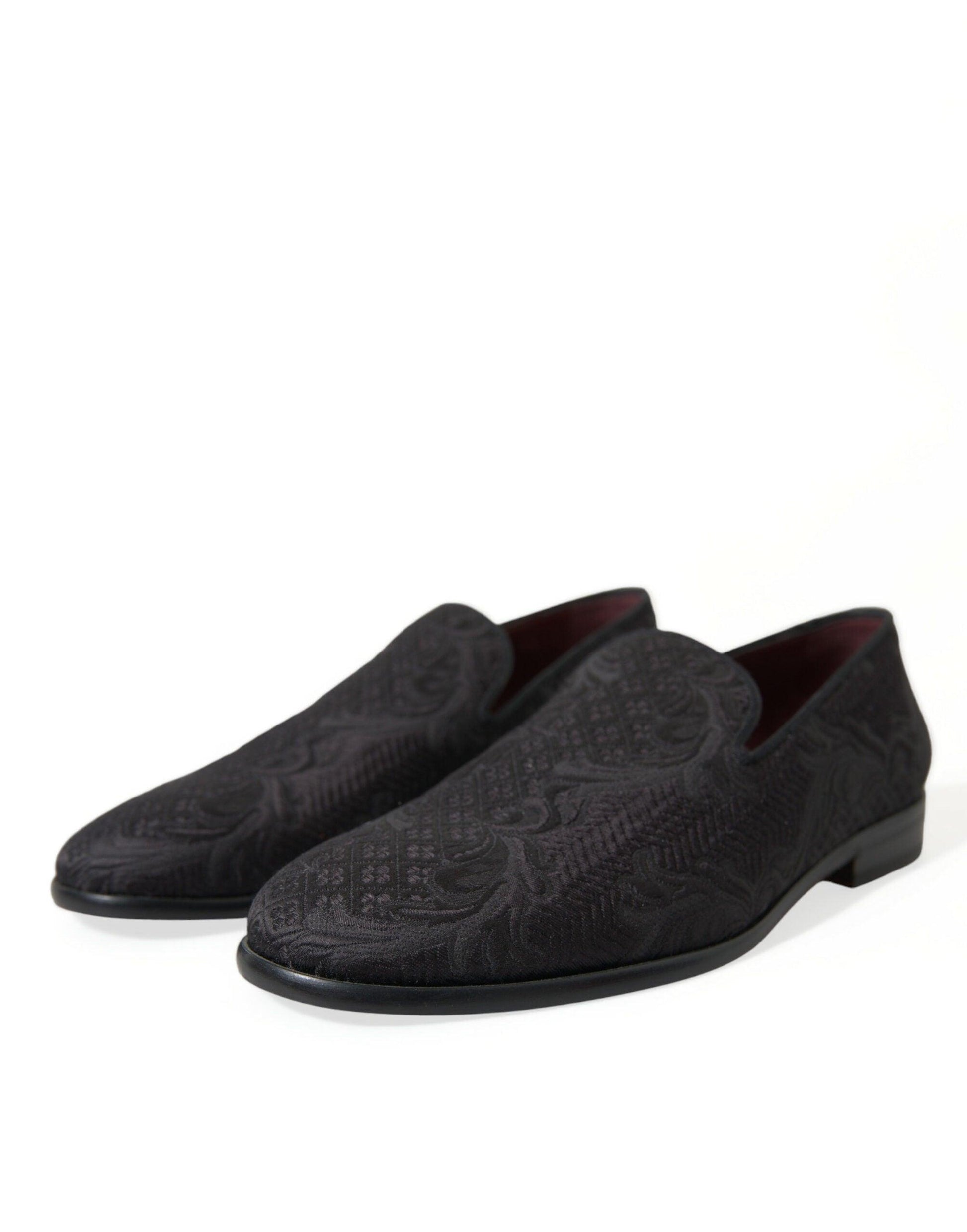 Dolce & Gabbana Elegant Black Brocade Dress Loafers - Arichezz.store