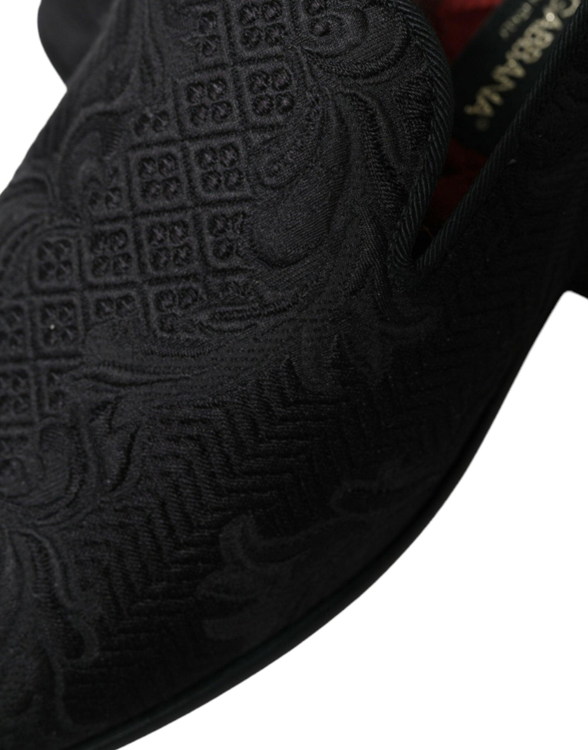 Dolce & Gabbana Elegant Black Brocade Dress Loafers - Arichezz.store