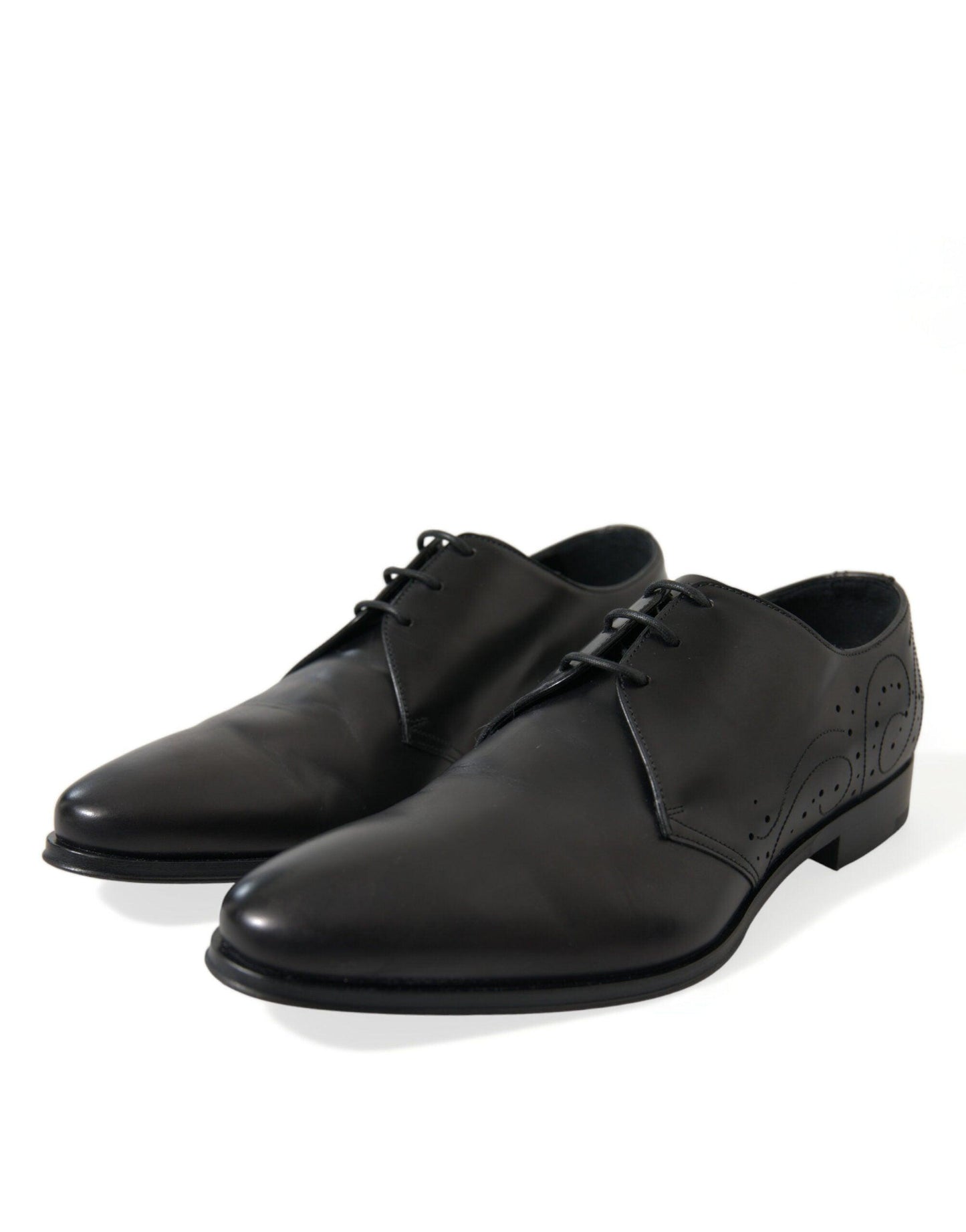 Dolce & Gabbana Elegant Black Leather Derby Dress Shoes - Arichezz.store