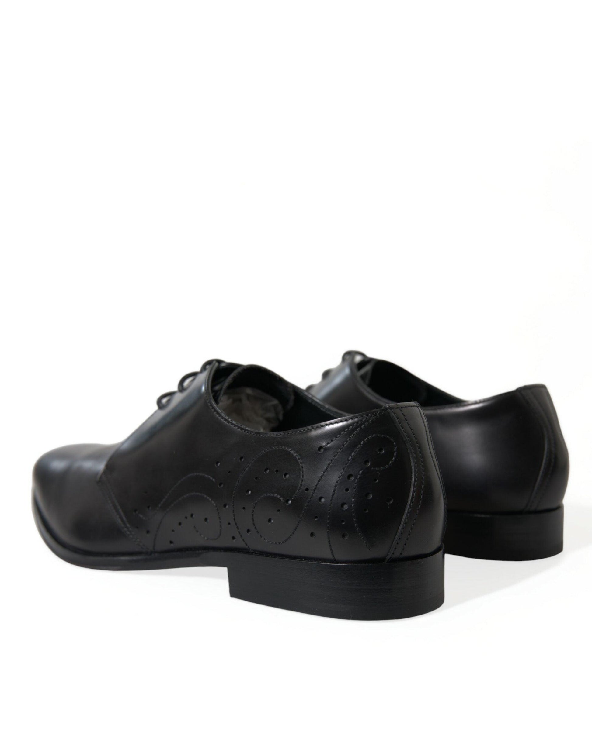 Dolce & Gabbana Elegant Black Leather Derby Dress Shoes - Arichezz.store