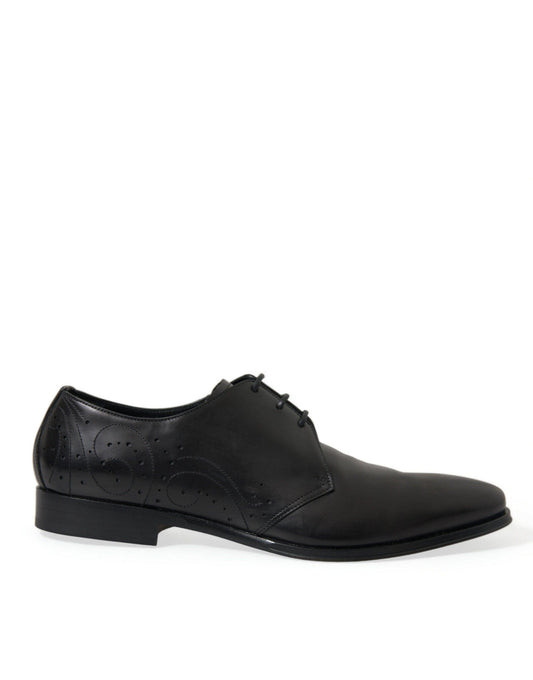 Dolce & Gabbana Elegant Black Leather Derby Dress Shoes - Arichezz.store