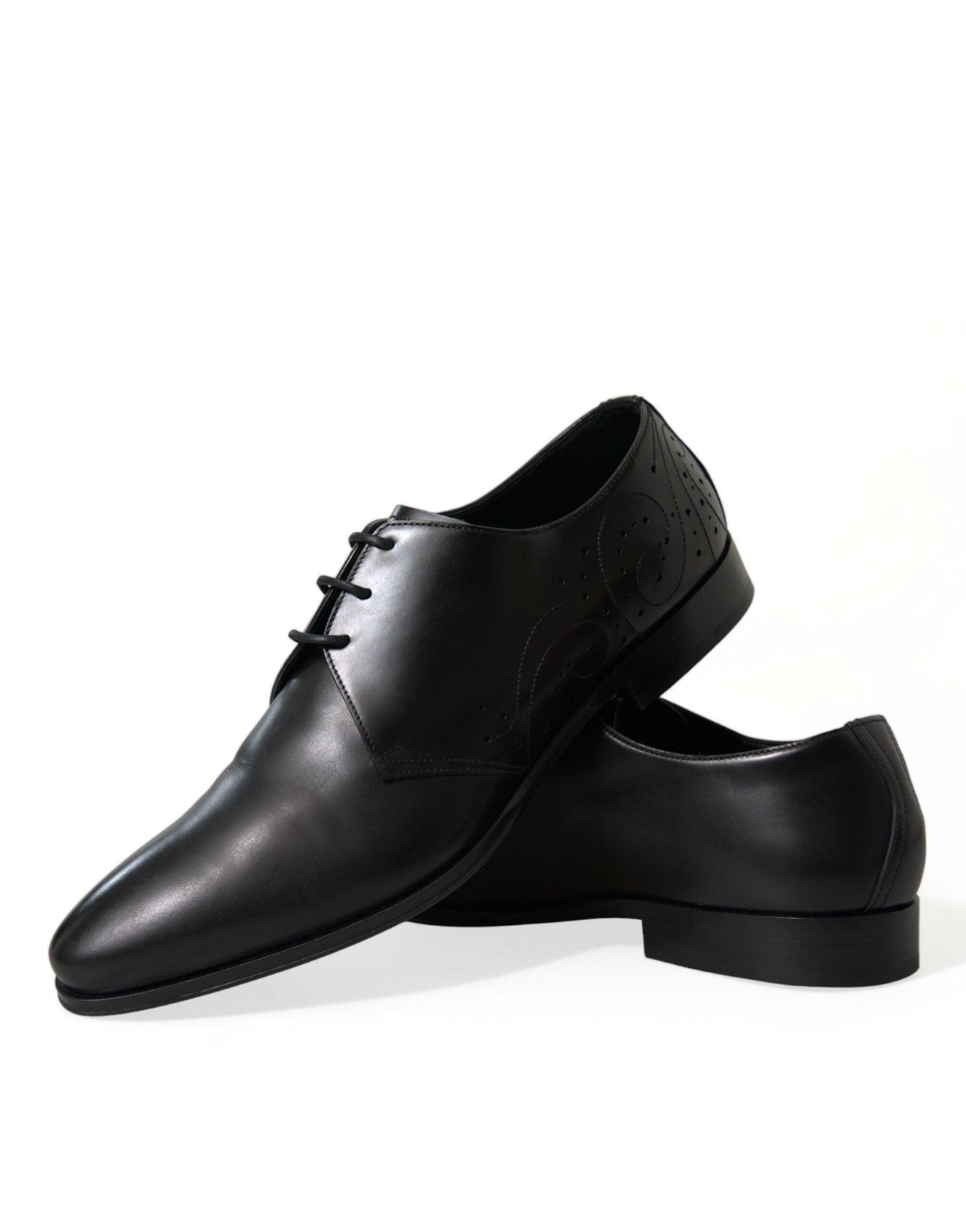 Dolce & Gabbana Elegant Black Leather Derby Dress Shoes - Arichezz.store