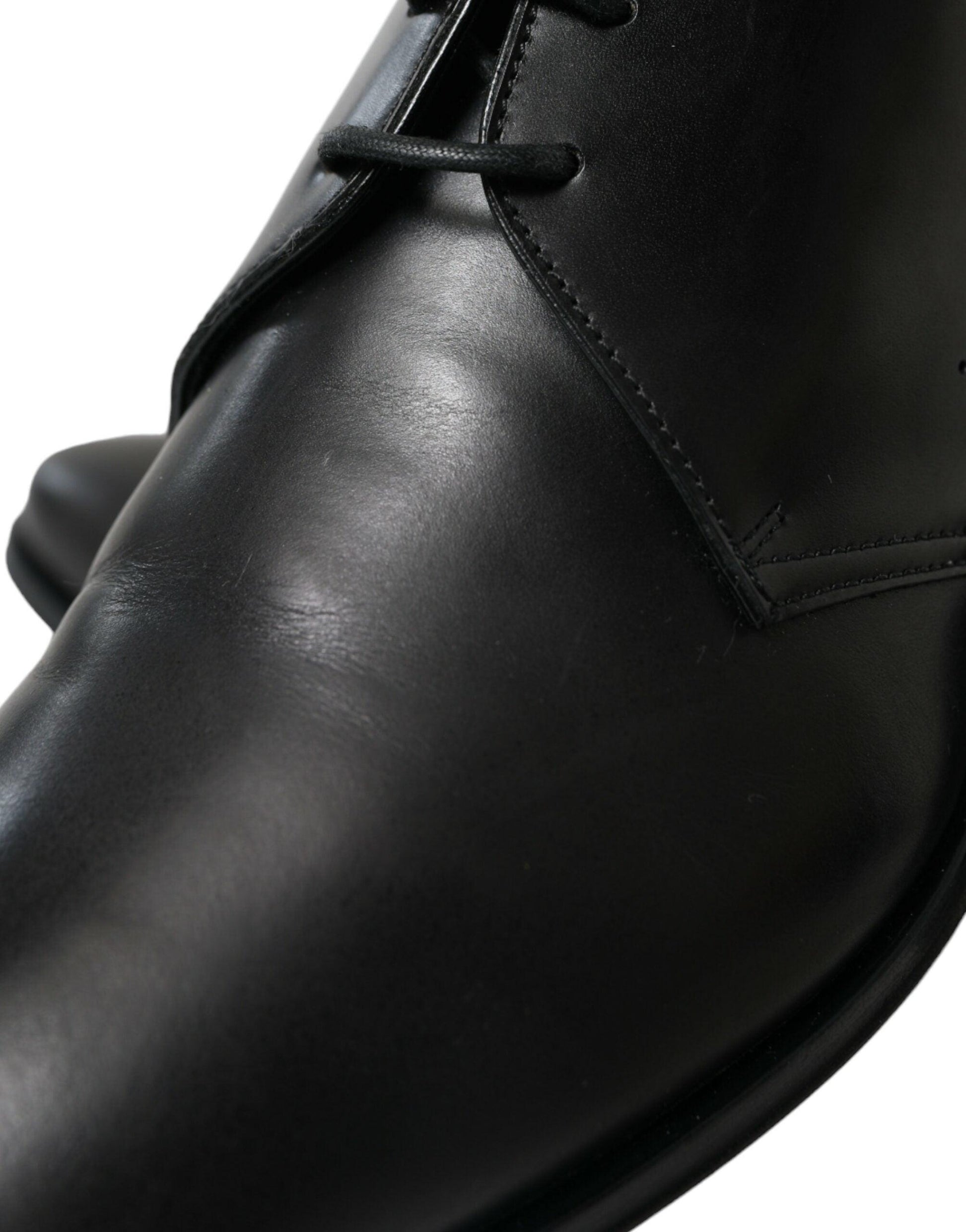 Dolce & Gabbana Elegant Black Leather Derby Dress Shoes - Arichezz.store