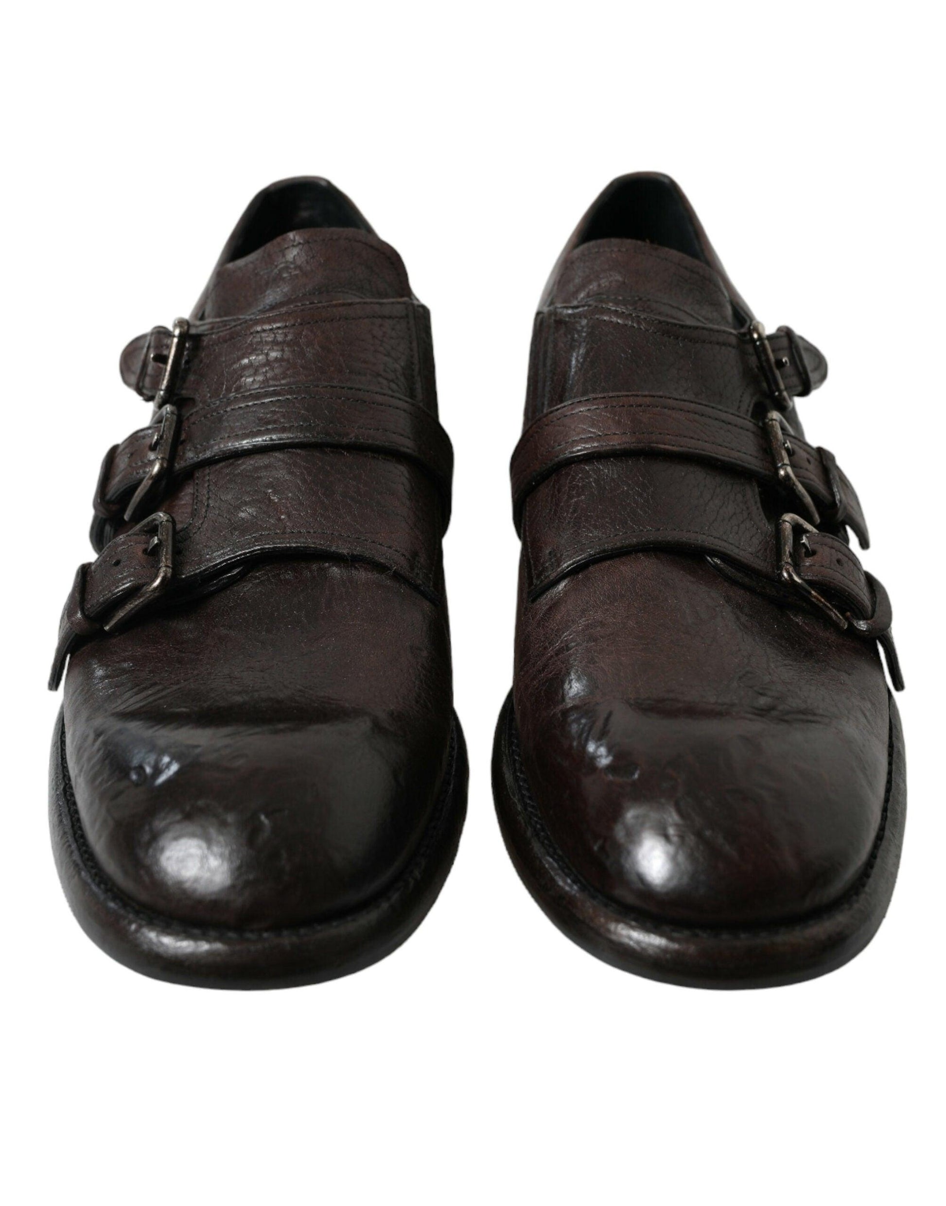 Dolce & Gabbana Elegant Triple Buckle Leather Dress Shoes - Arichezz.store