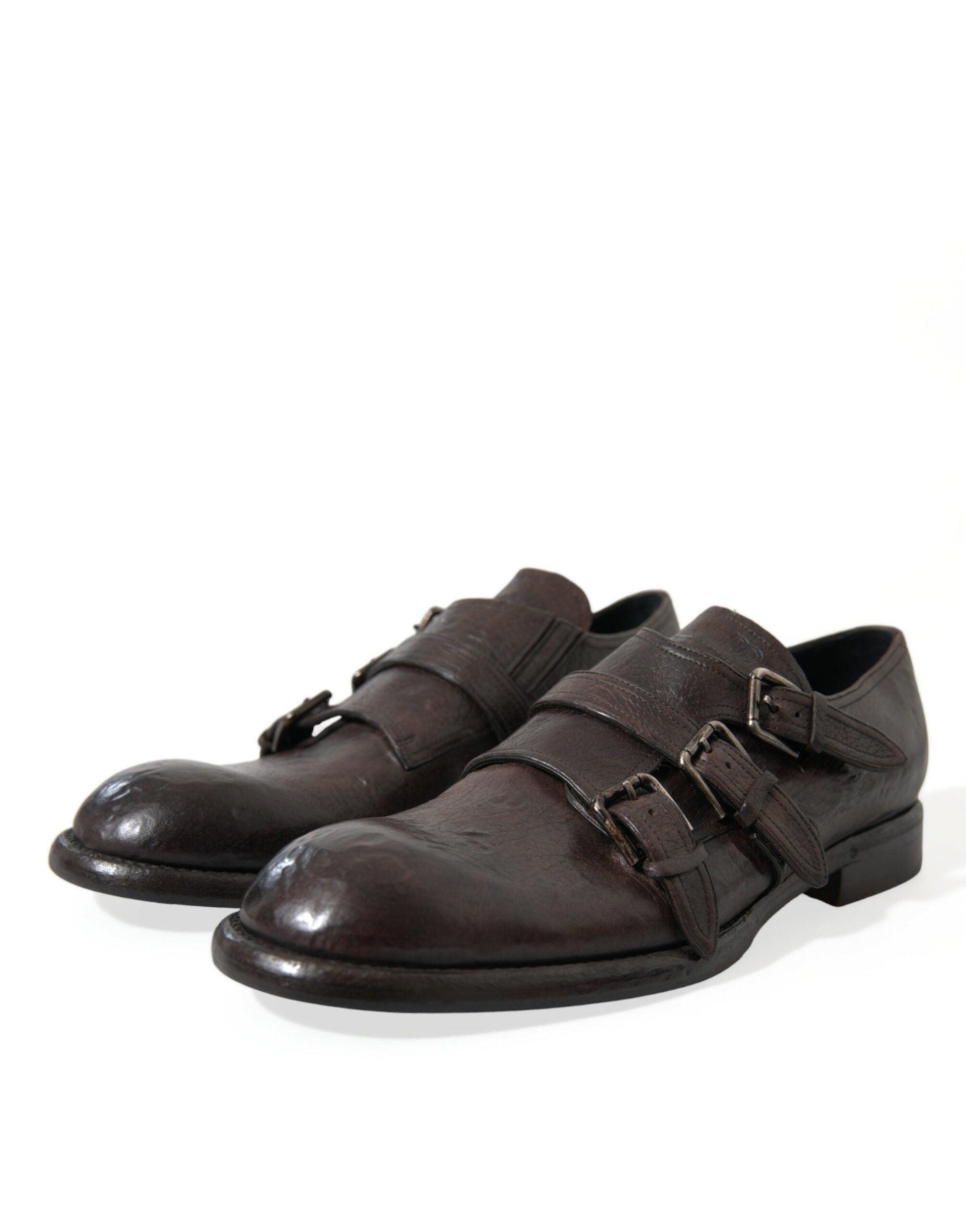 Dolce & Gabbana Elegant Triple Buckle Leather Dress Shoes - Arichezz.store