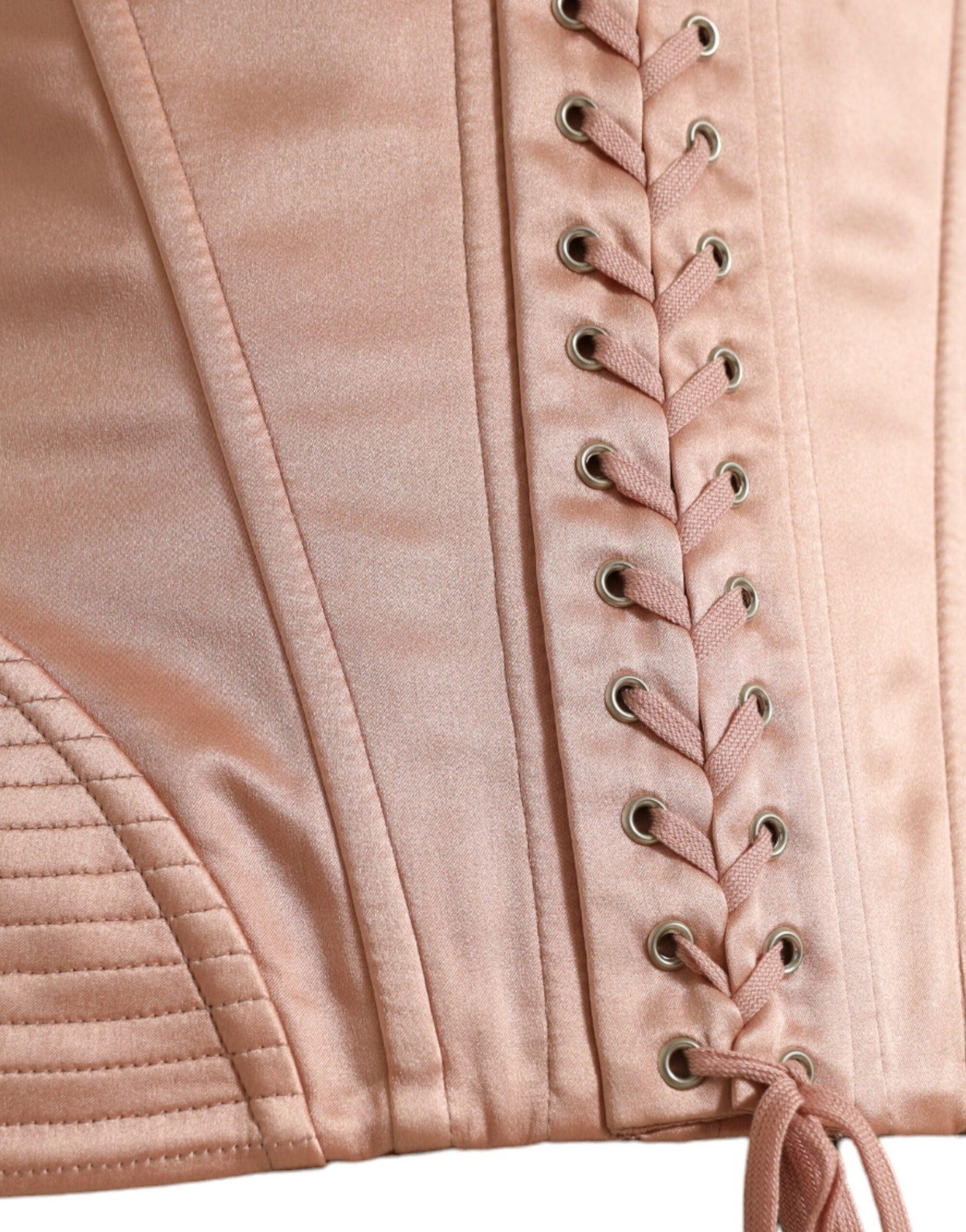 Dolce & Gabbana Elegant Pink Lace-Up Corset Belt - Arichezz.store