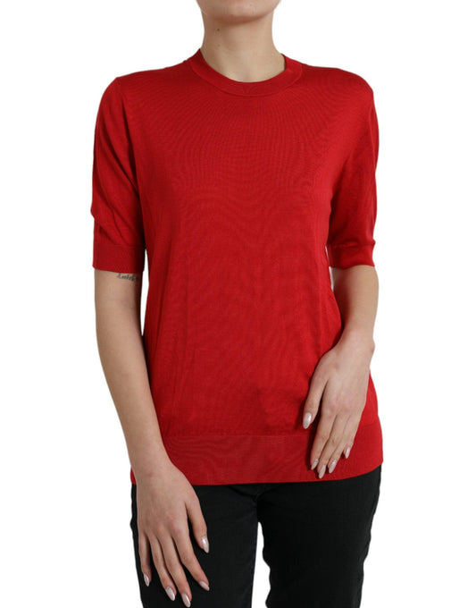 Dolce & Gabbana Silk Red Crew Neck Top - Arichezz.store