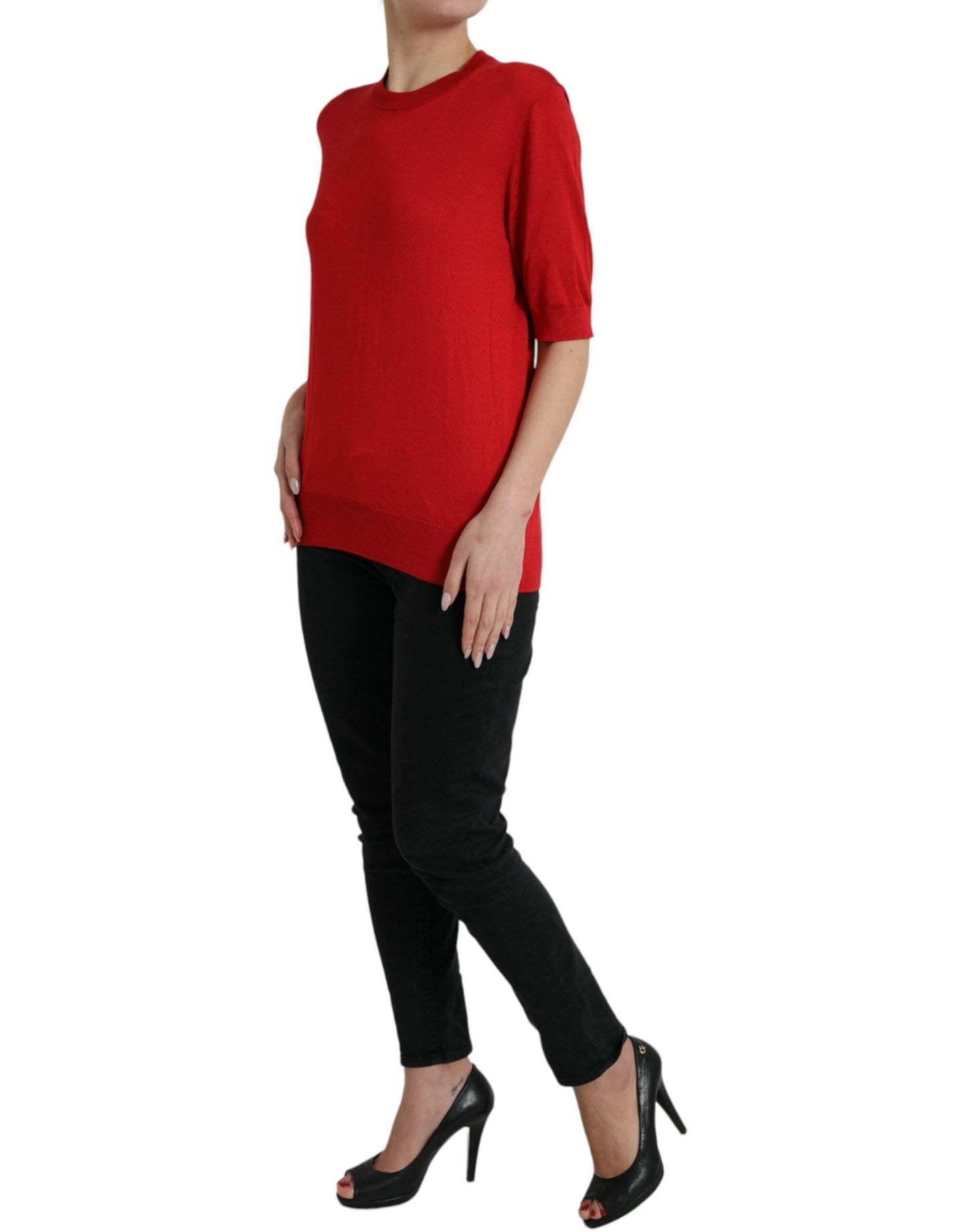 Dolce & Gabbana Silk Red Crew Neck Top - Arichezz.store