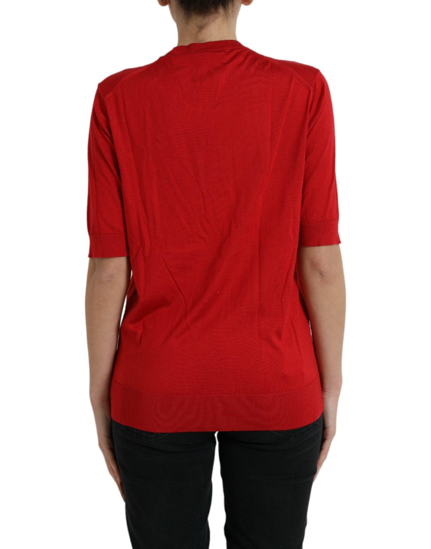 Dolce & Gabbana Silk Red Crew Neck Top - Arichezz.store