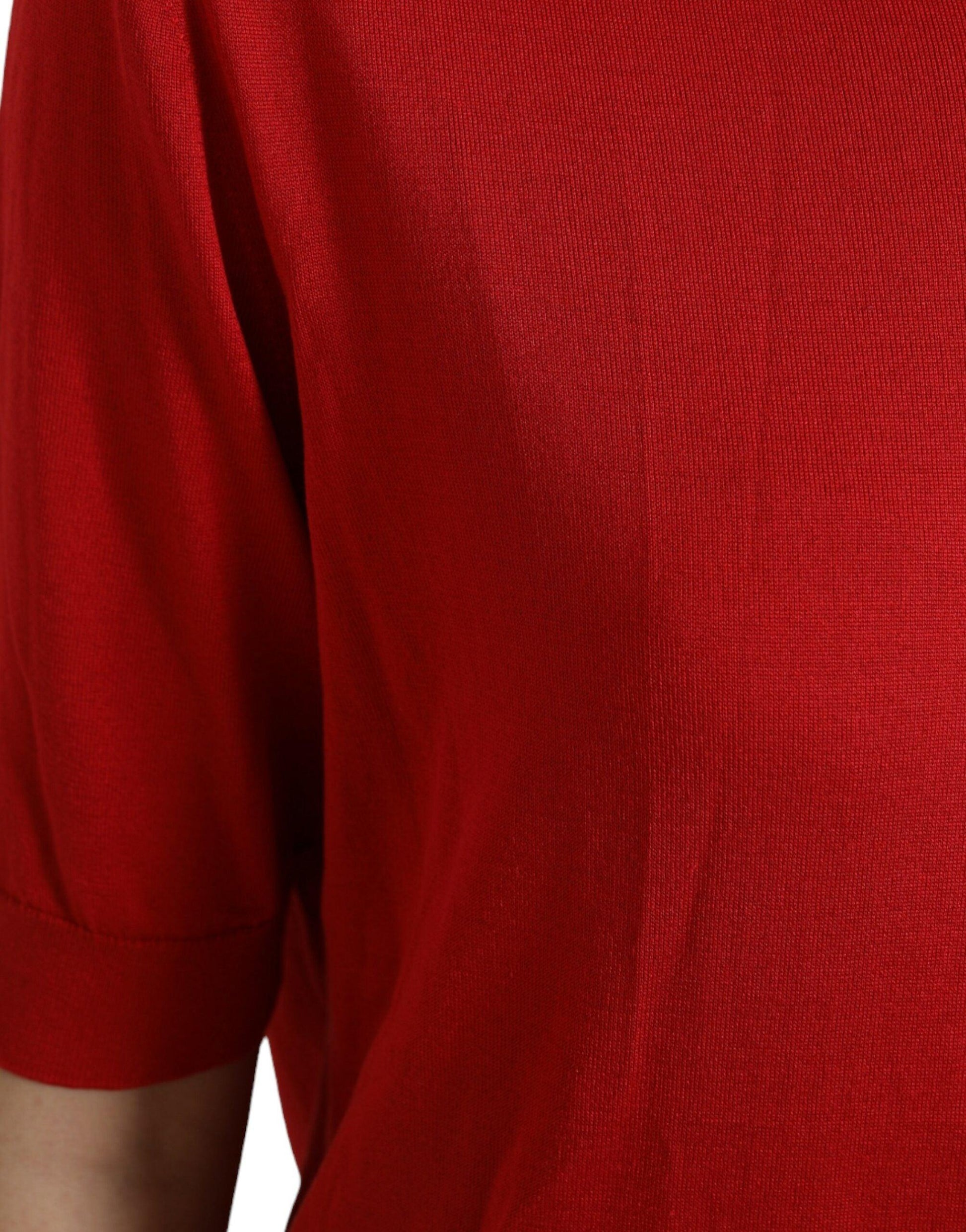 Dolce & Gabbana Silk Red Crew Neck Top - Arichezz.store