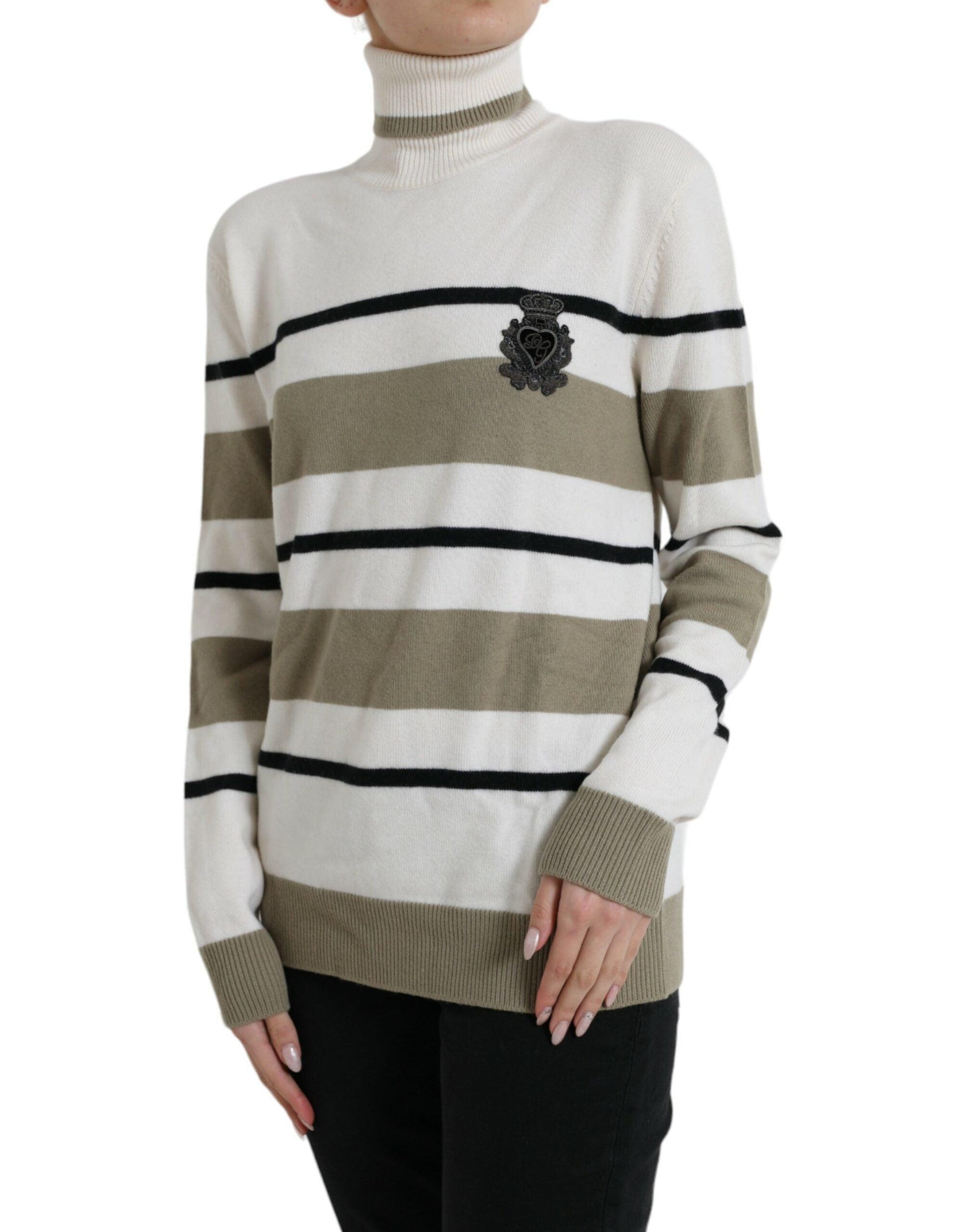 Dolce & Gabbana Italian Striped Wool Turtleneck Sweater - Arichezz.store