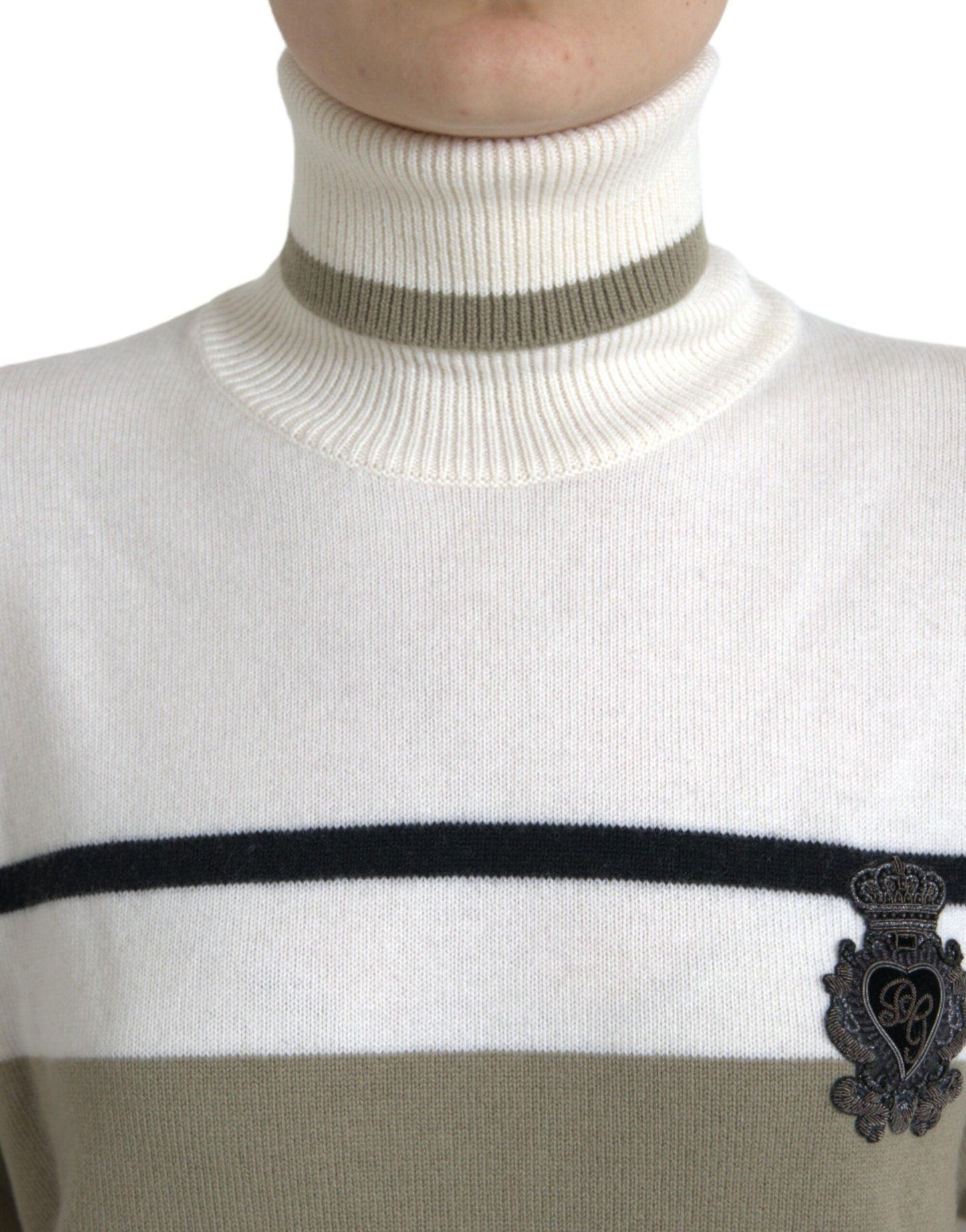 Dolce & Gabbana Italian Striped Wool Turtleneck Sweater - Arichezz.store