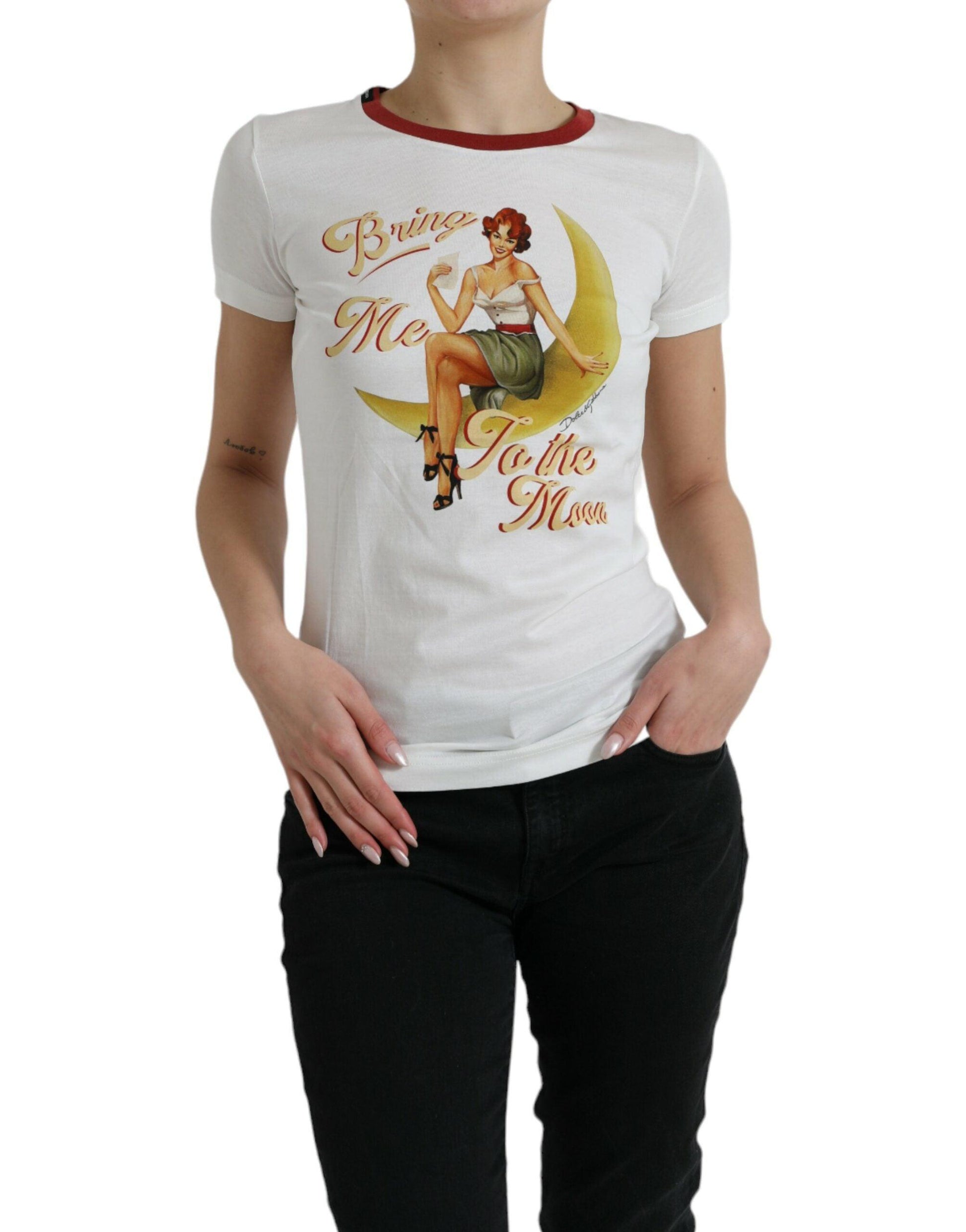 Dolce & Gabbana Elegant White Cotton Crew Neck Tee - Arichezz.store