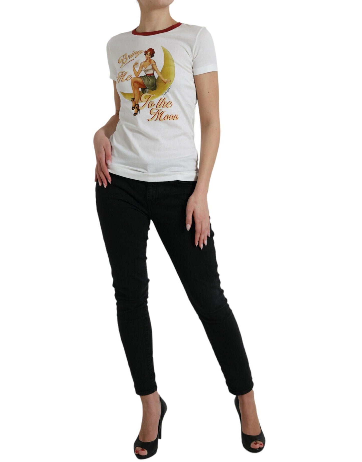 Dolce & Gabbana Elegant White Cotton Crew Neck Tee - Arichezz.store