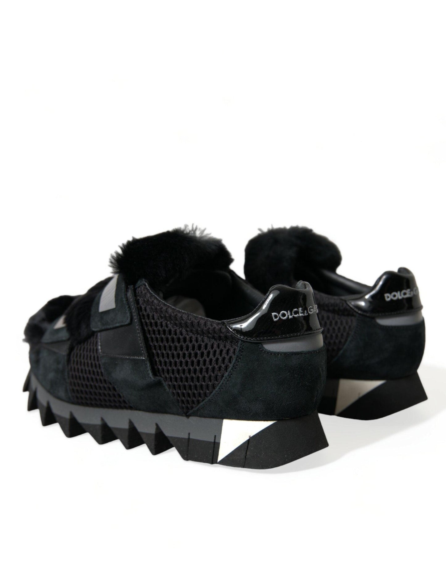 Dolce & Gabbana Elegant Fur-Embellished Suede Sneakers - Arichezz.store