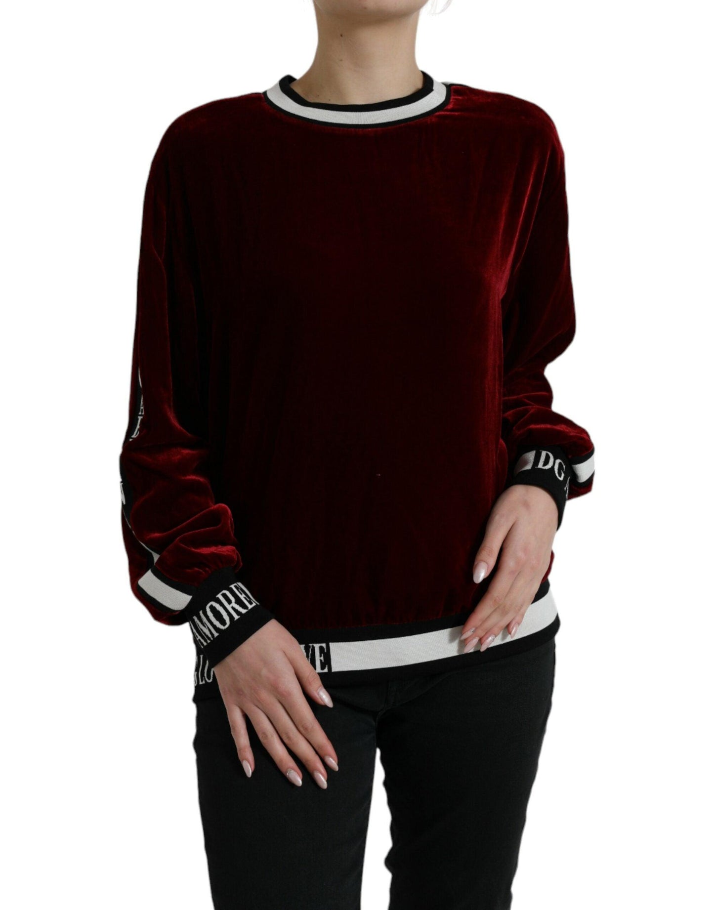 Dolce & Gabbana Elegant Burgundy Silk-Blend Sweater - Arichezz.store