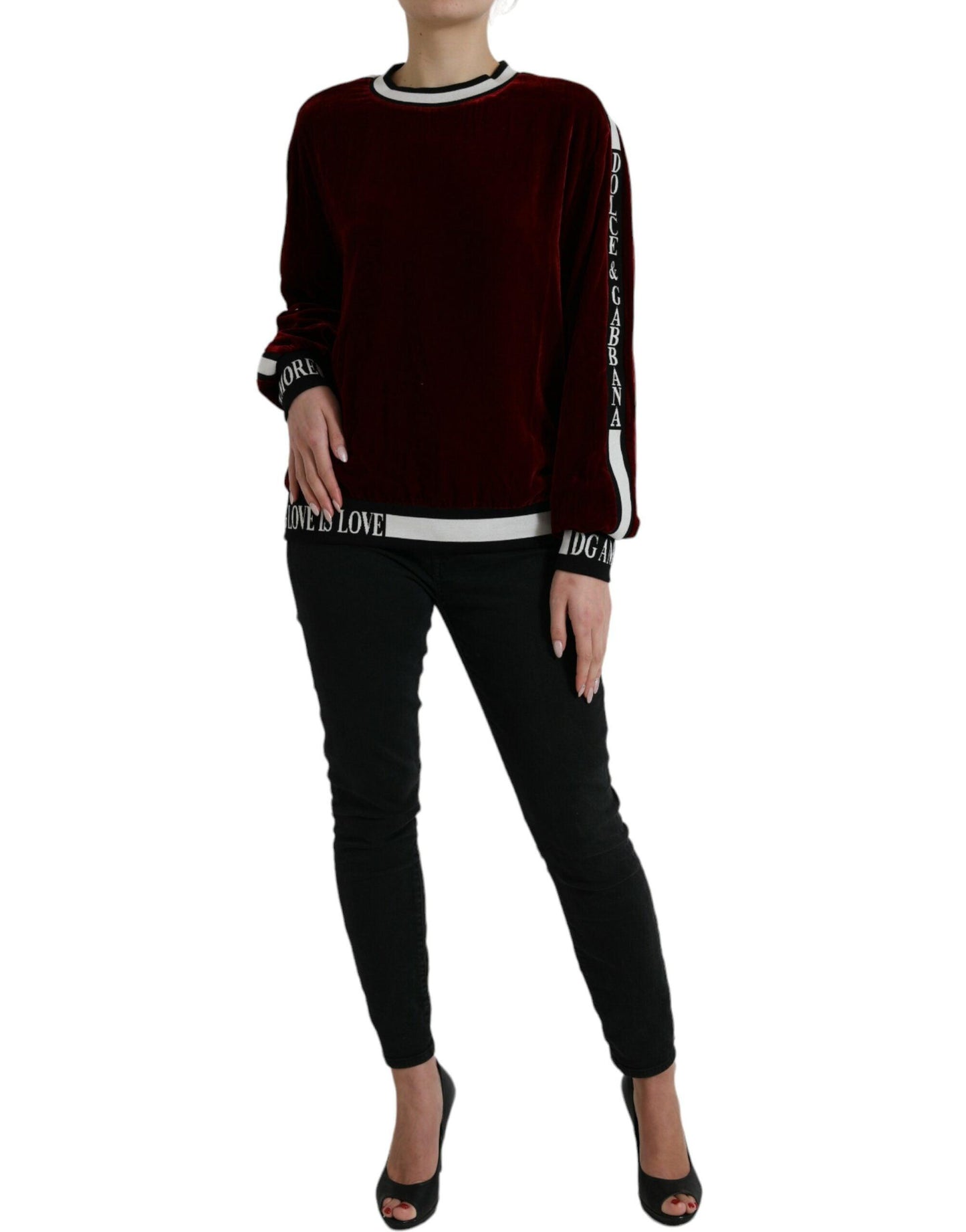 Dolce & Gabbana Elegant Burgundy Silk-Blend Sweater - Arichezz.store