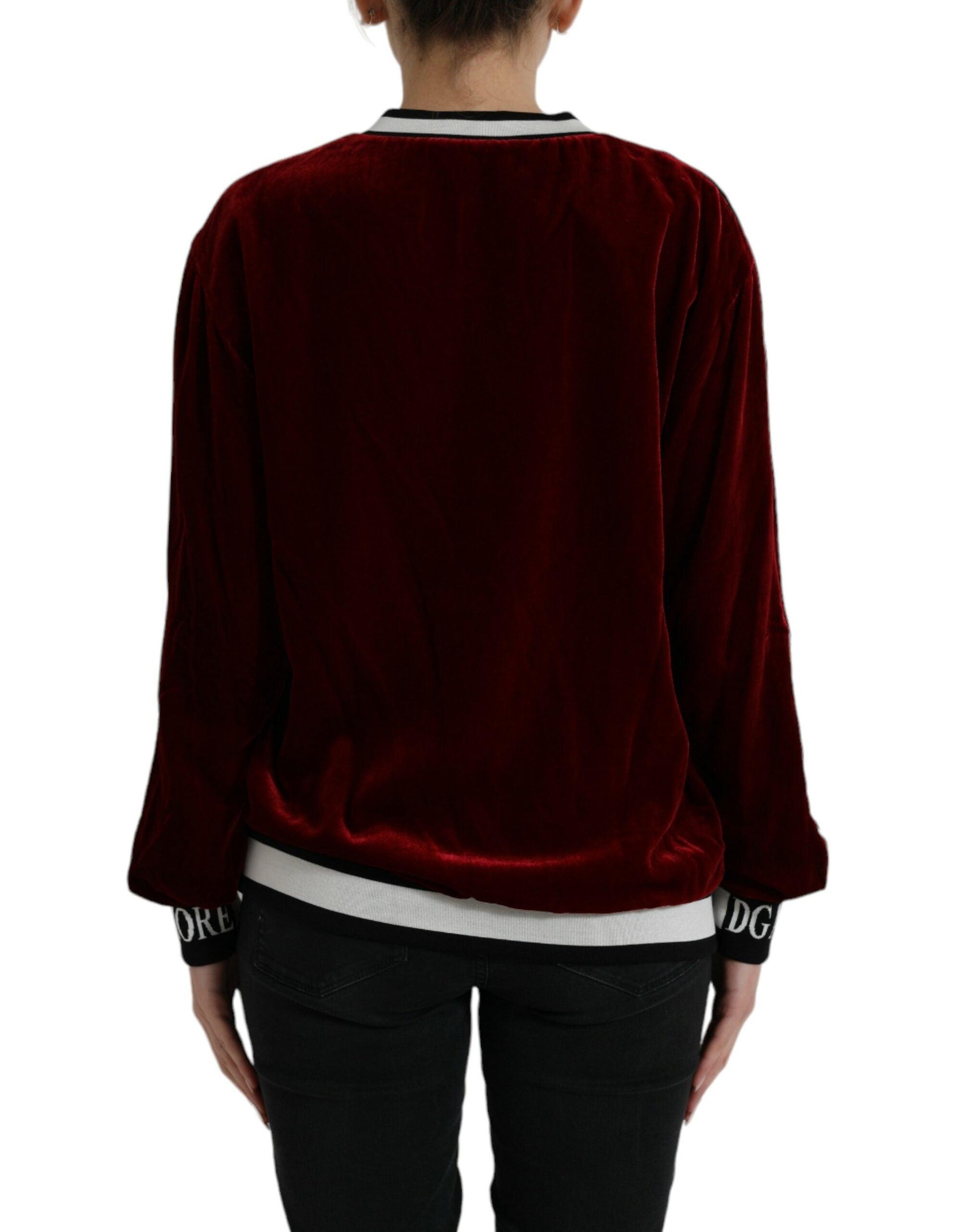 Dolce & Gabbana Elegant Burgundy Silk-Blend Sweater - Arichezz.store