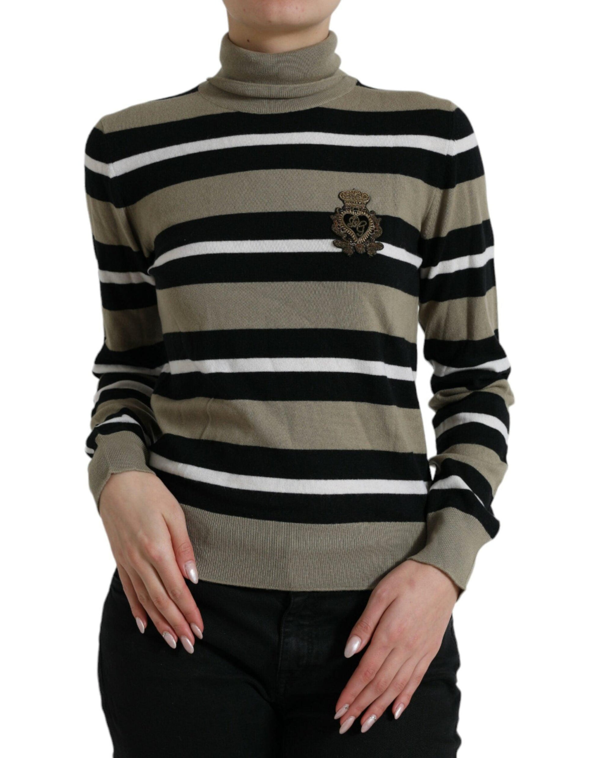 Dolce & Gabbana Elegant Striped Turtleneck Wool Sweater - Arichezz.store