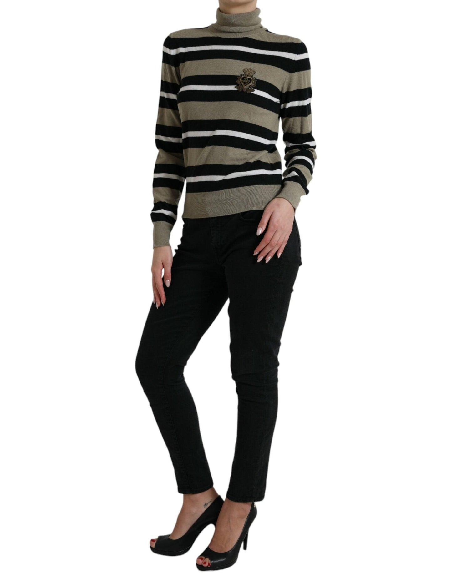 Dolce & Gabbana Elegant Striped Turtleneck Wool Sweater - Arichezz.store