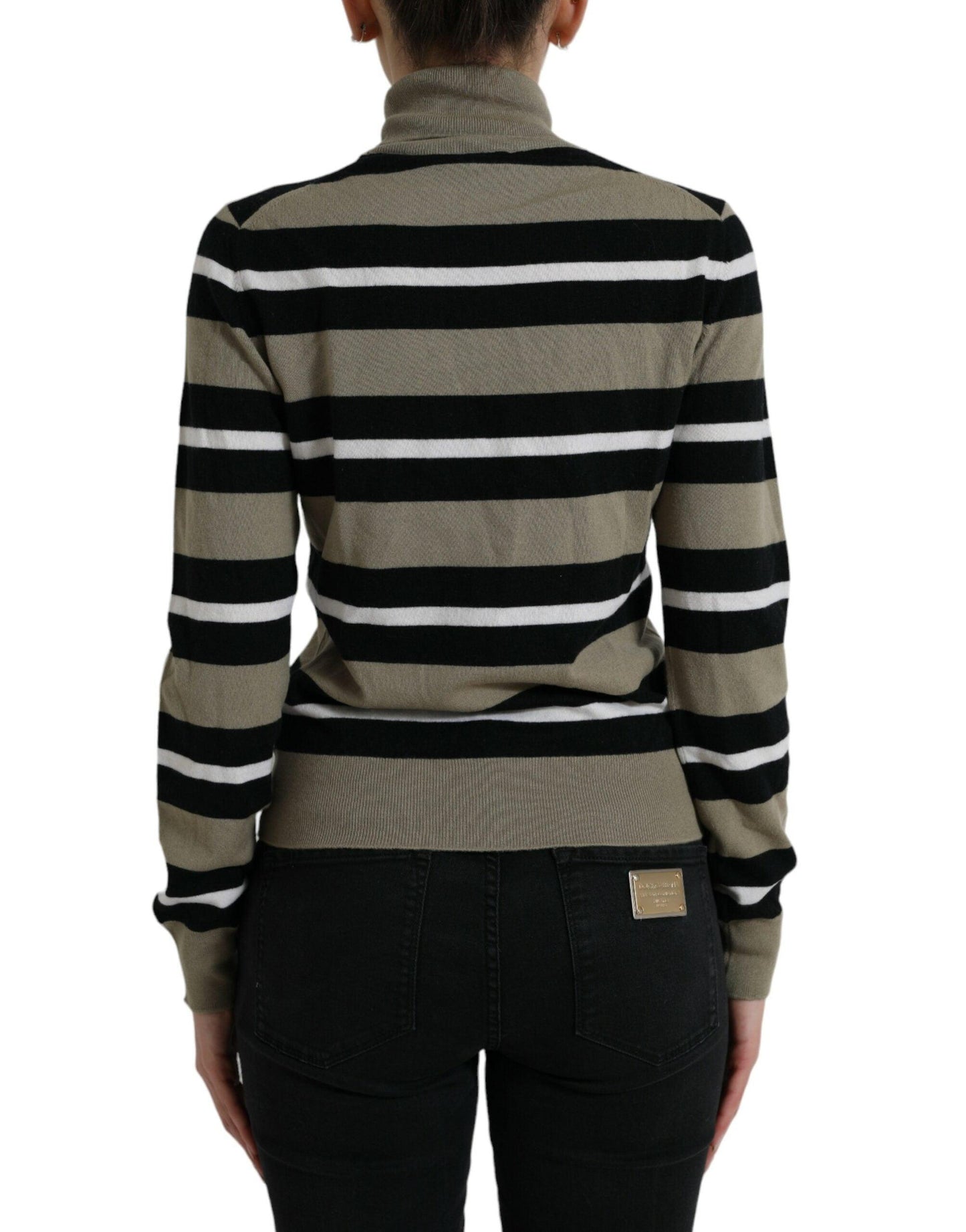 Dolce & Gabbana Elegant Striped Turtleneck Wool Sweater - Arichezz.store