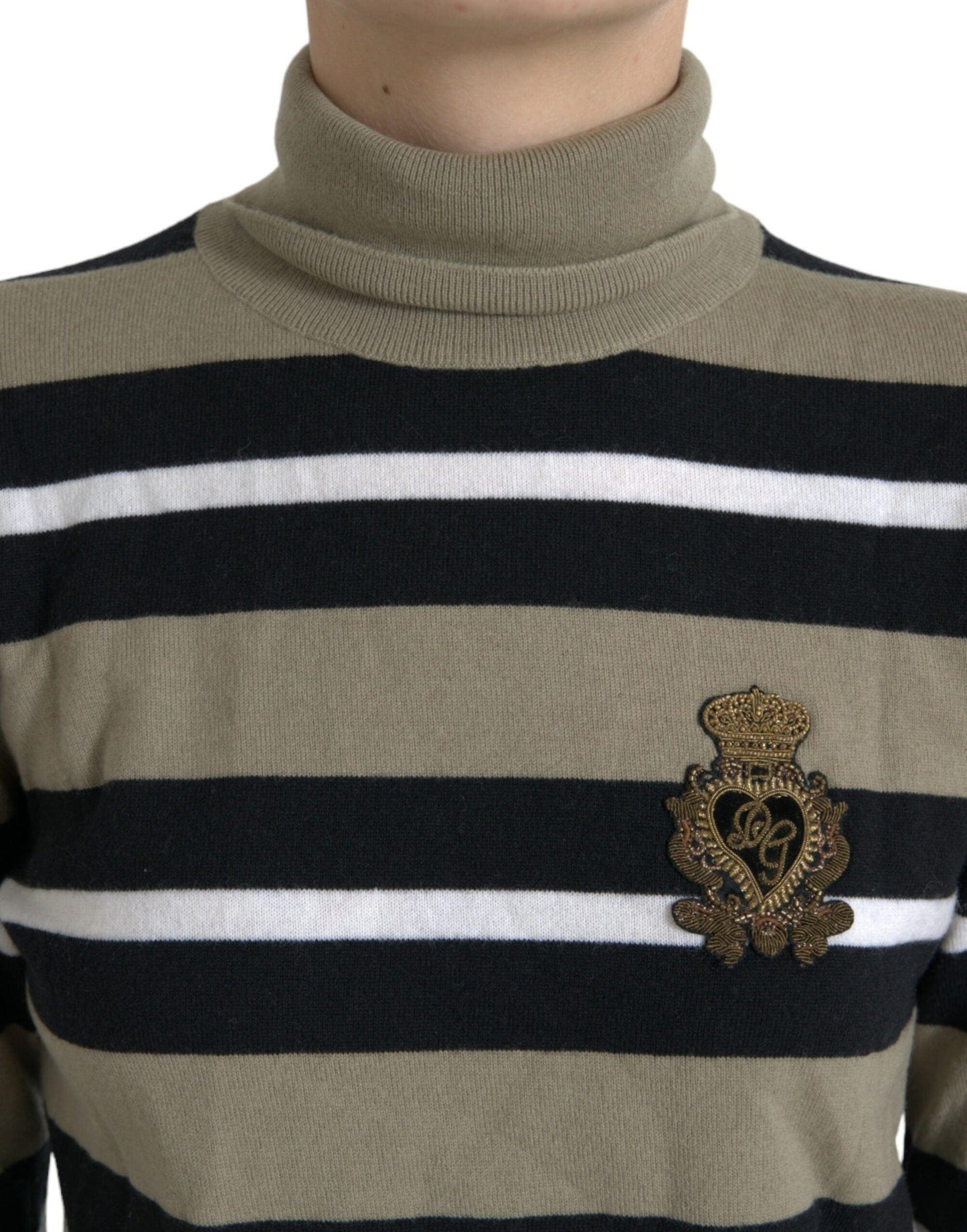 Dolce & Gabbana Elegant Striped Turtleneck Wool Sweater - Arichezz.store