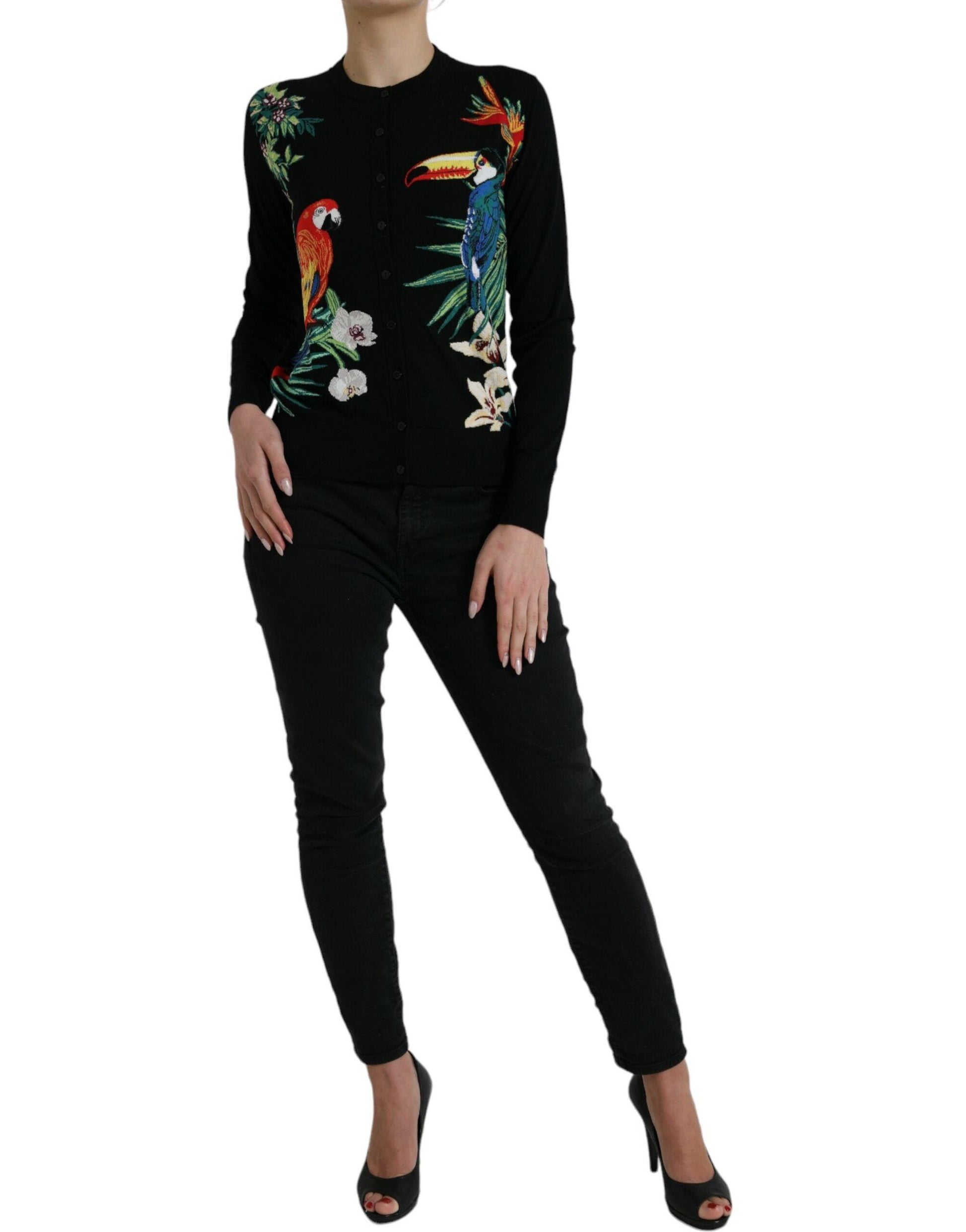 Dolce & Gabbana Elegant Wool Silk Printed Cardigan Sweater - Arichezz.store