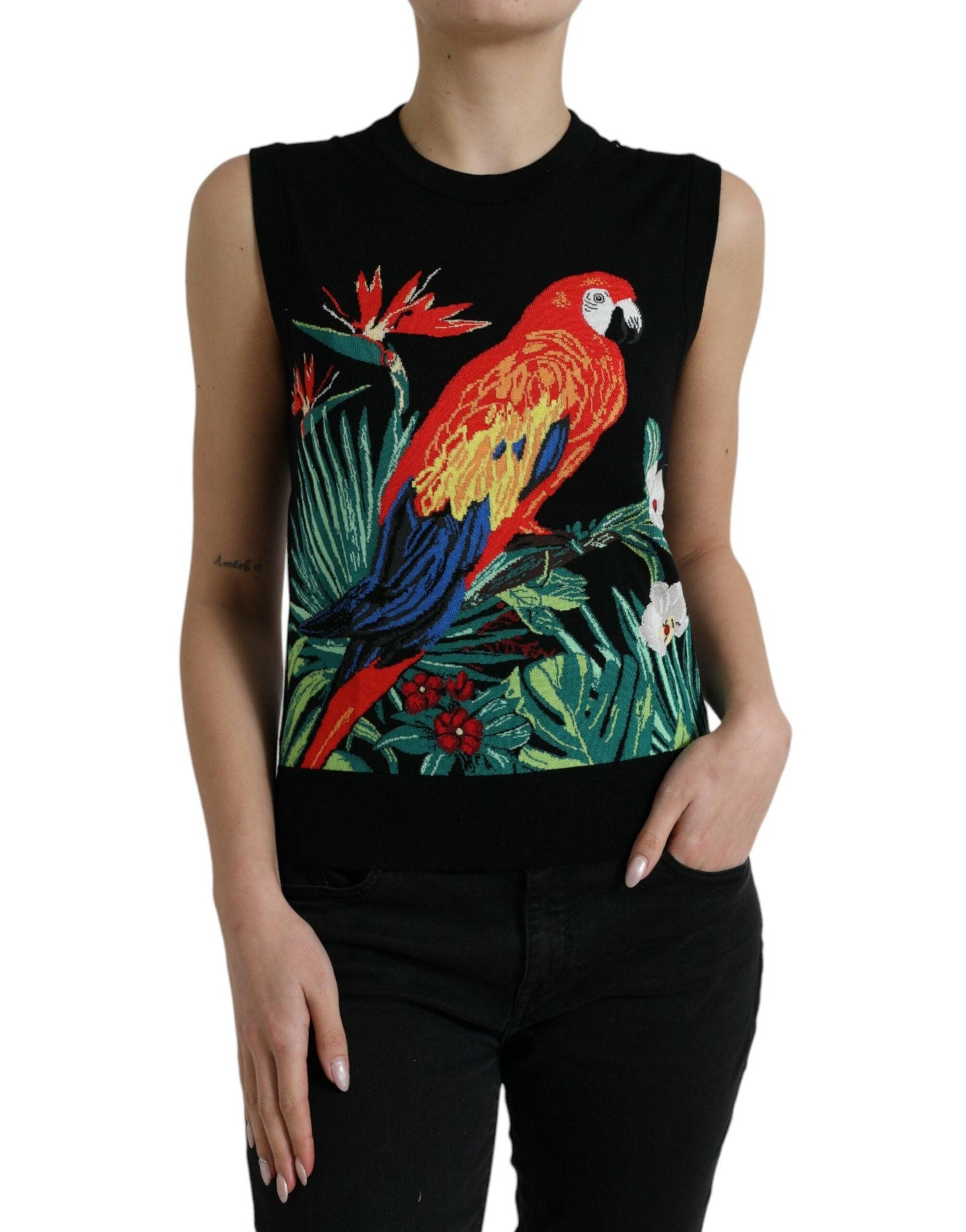 Dolce & Gabbana Elegant Jungle Print Crew Neck Tank Top - Arichezz.store