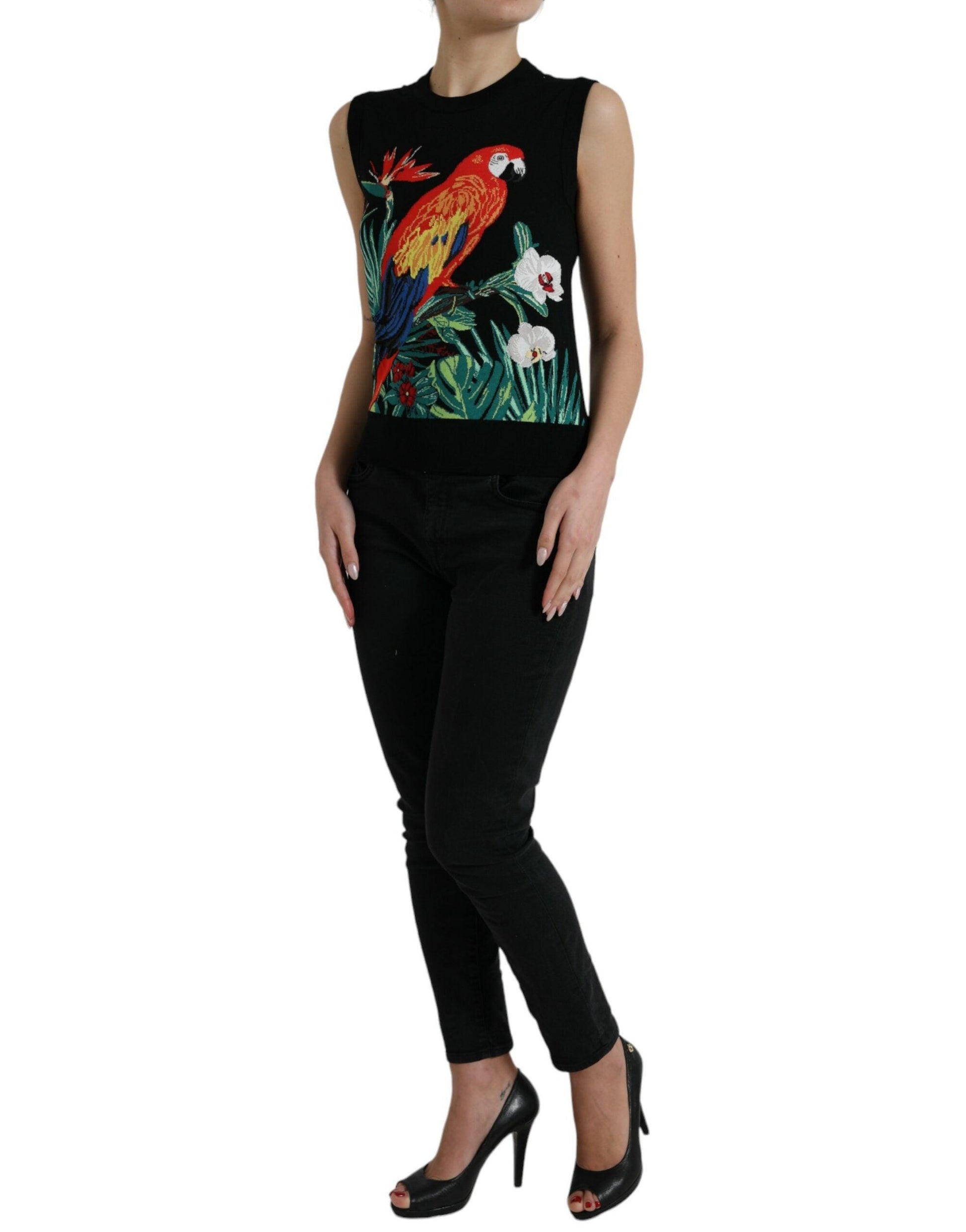 Dolce & Gabbana Elegant Jungle Print Crew Neck Tank Top - Arichezz.store