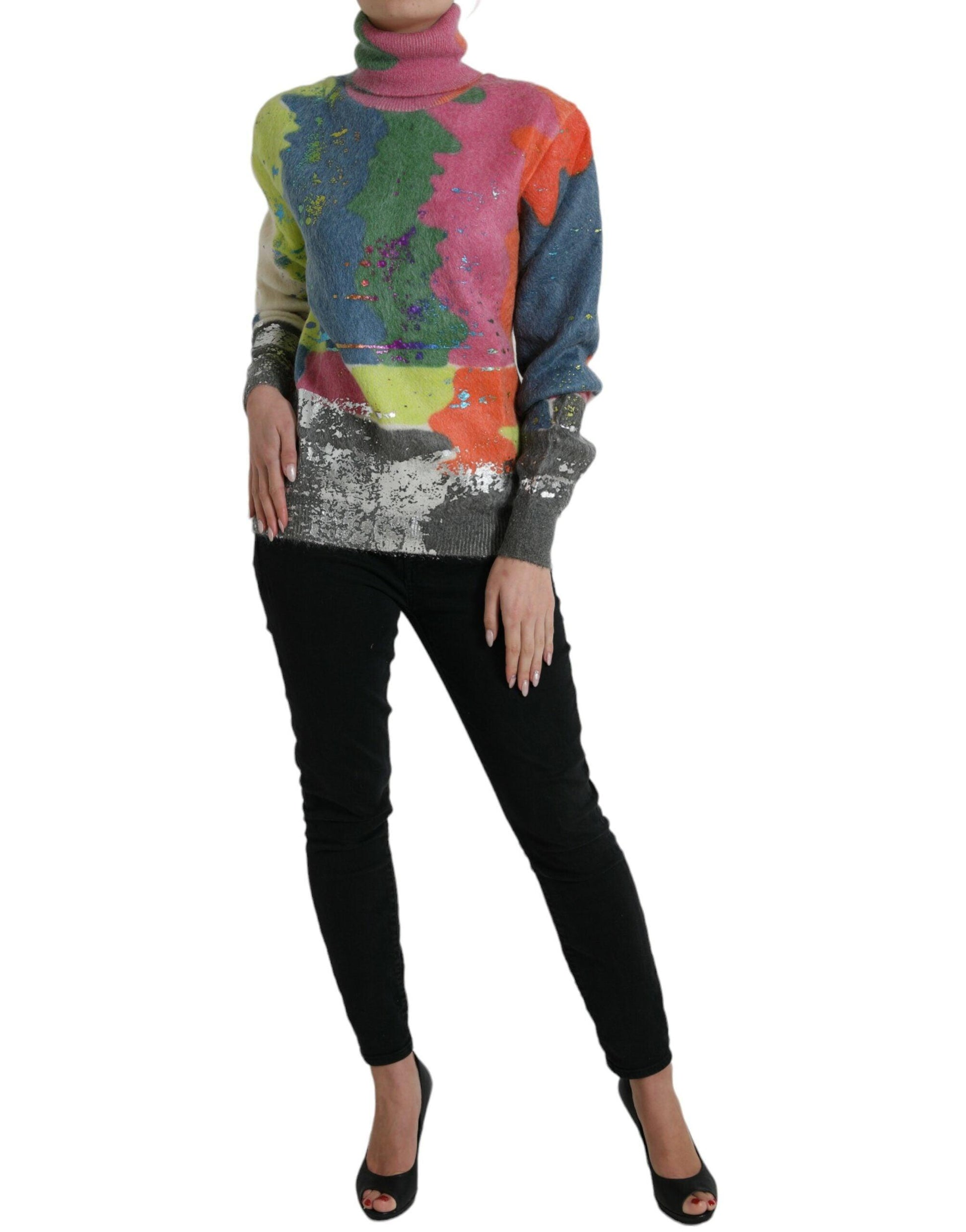 Dolce & Gabbana Multicolor Mohair Turtleneck Casual Sweater - Arichezz.store