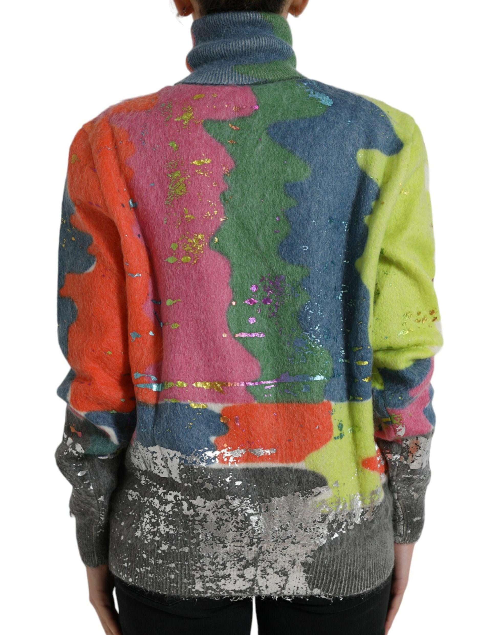 Dolce & Gabbana Multicolor Mohair Turtleneck Casual Sweater - Arichezz.store