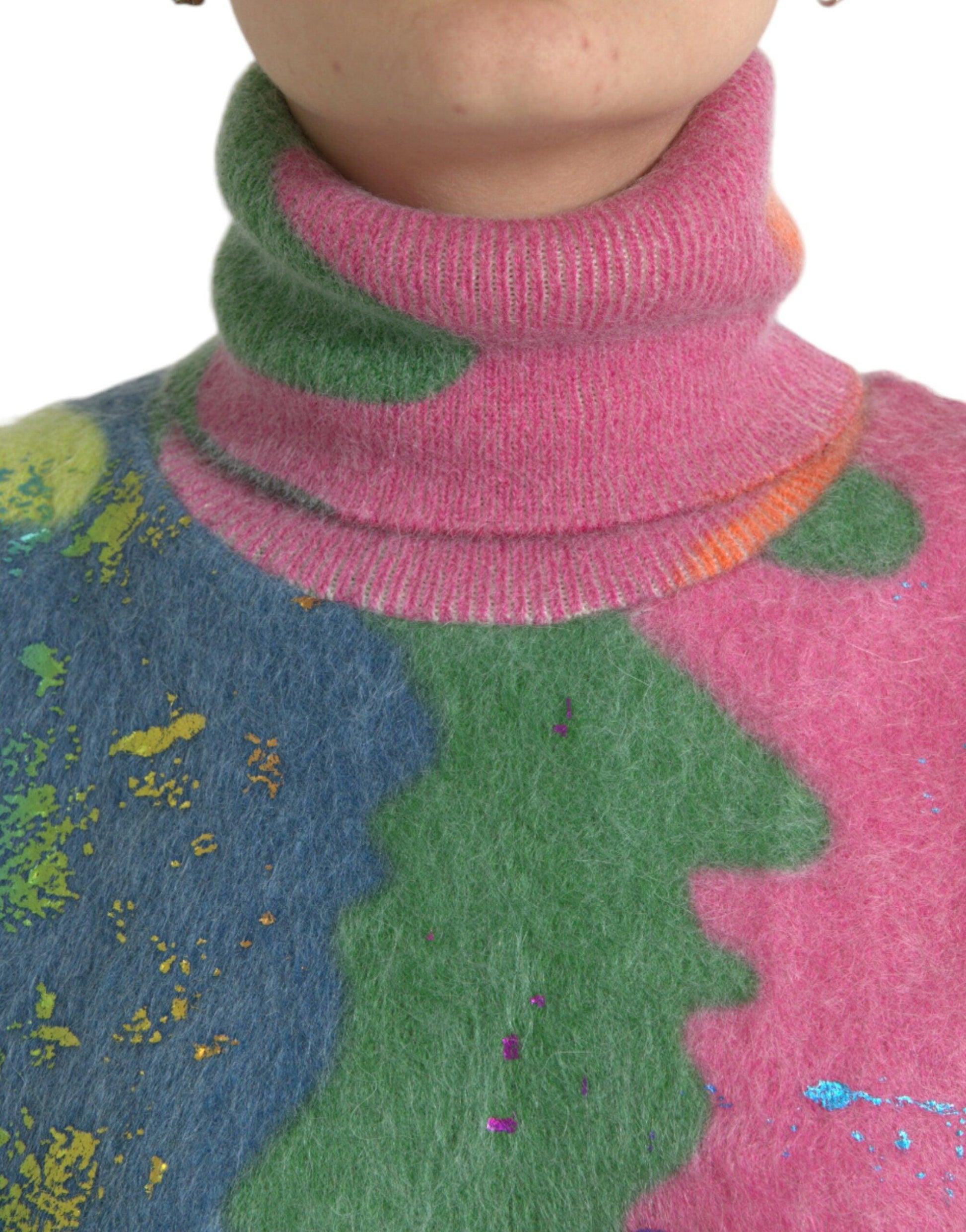 Dolce & Gabbana Multicolor Mohair Turtleneck Casual Sweater - Arichezz.store