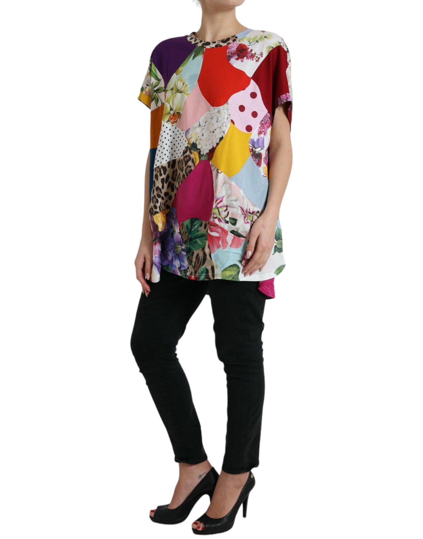 Dolce & Gabbana Multicolor Cotton Silk Patchwork Blouse - Arichezz.store