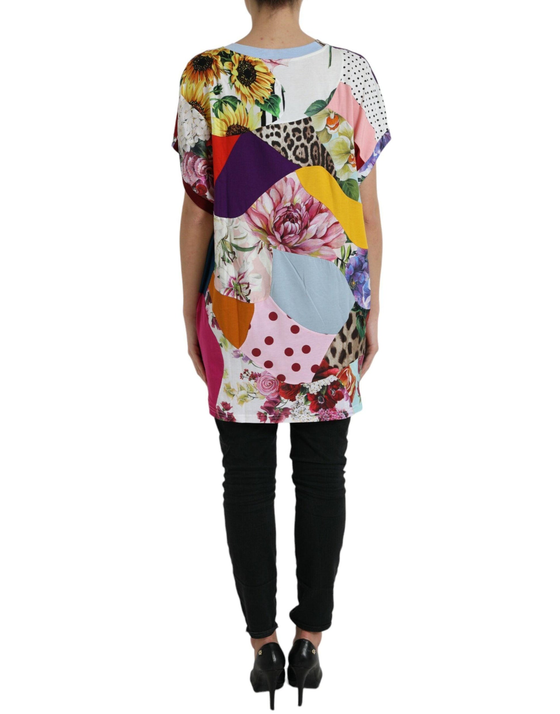 Dolce & Gabbana Multicolor Cotton Silk Patchwork Blouse - Arichezz.store