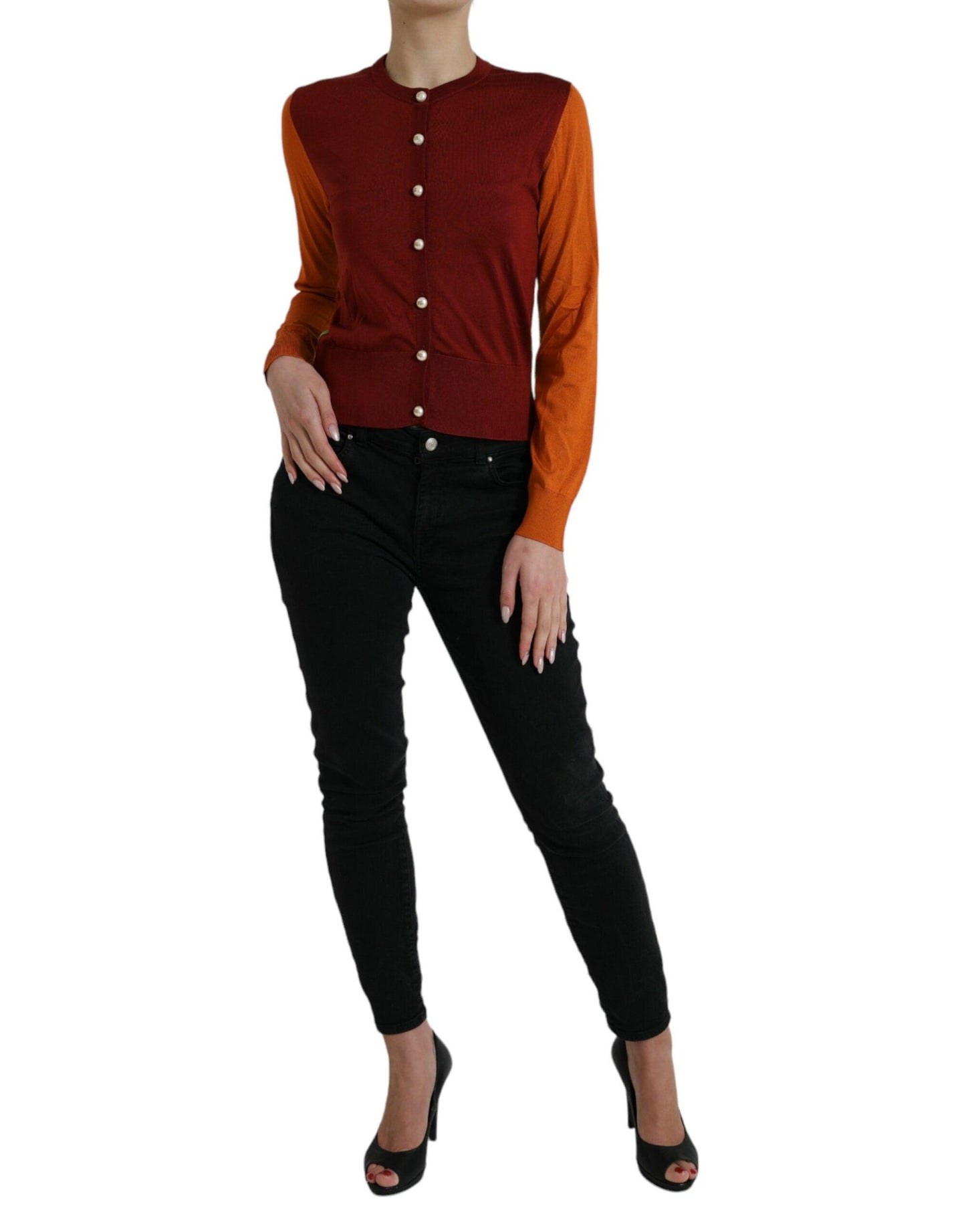 Dolce & Gabbana Elegant Silk Cardigan Sweater in Vibrant Tones - Arichezz.store