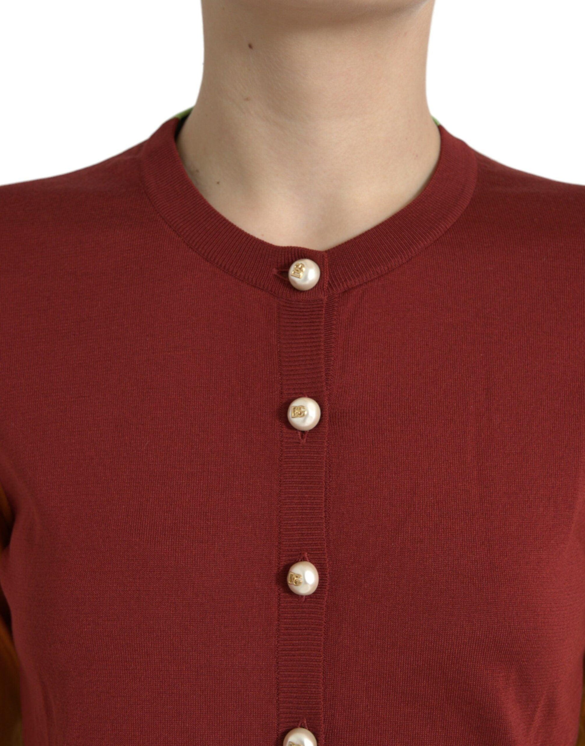 Dolce & Gabbana Elegant Silk Cardigan Sweater in Vibrant Tones - Arichezz.store