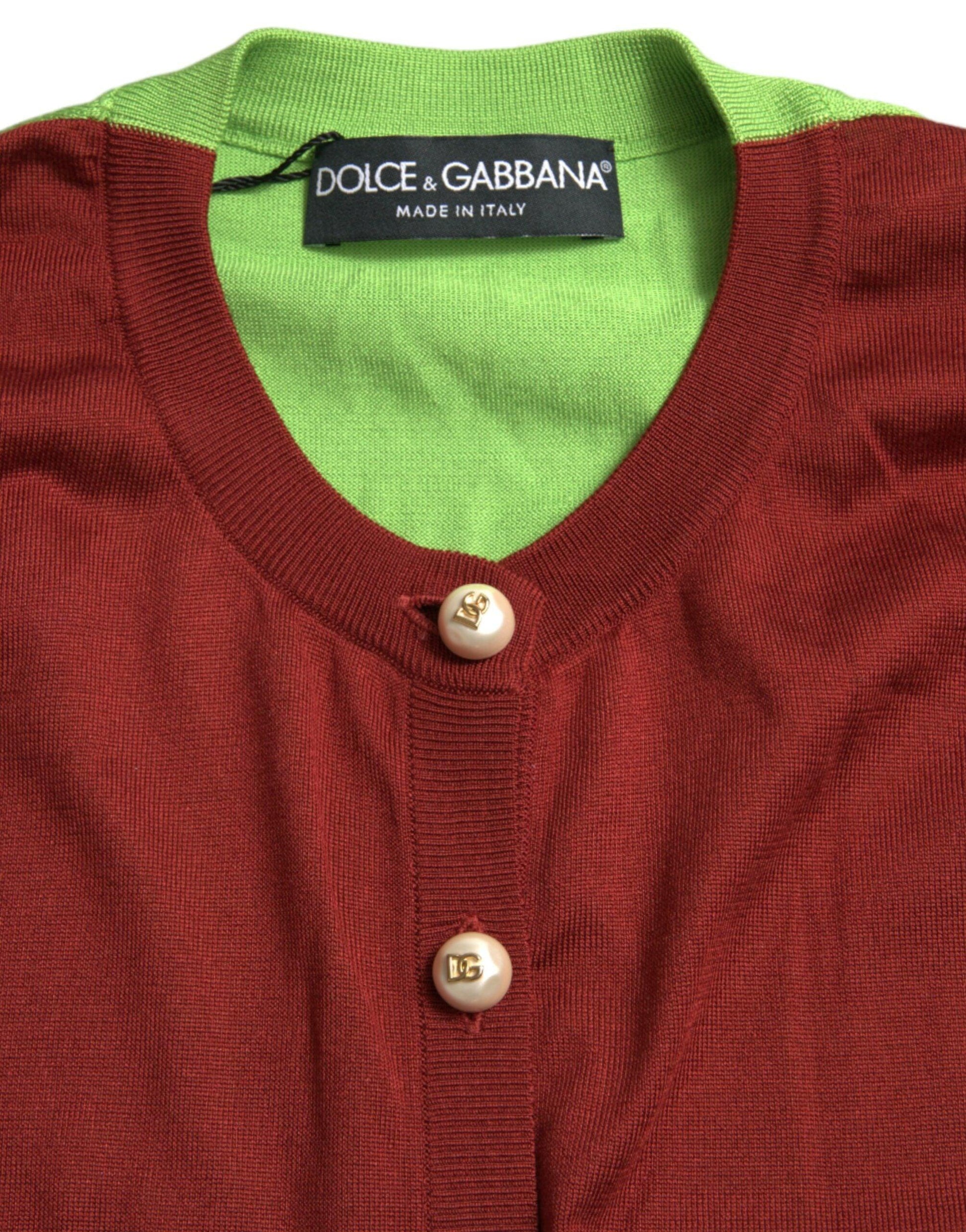 Dolce & Gabbana Elegant Silk Cardigan Sweater in Vibrant Tones - Arichezz.store