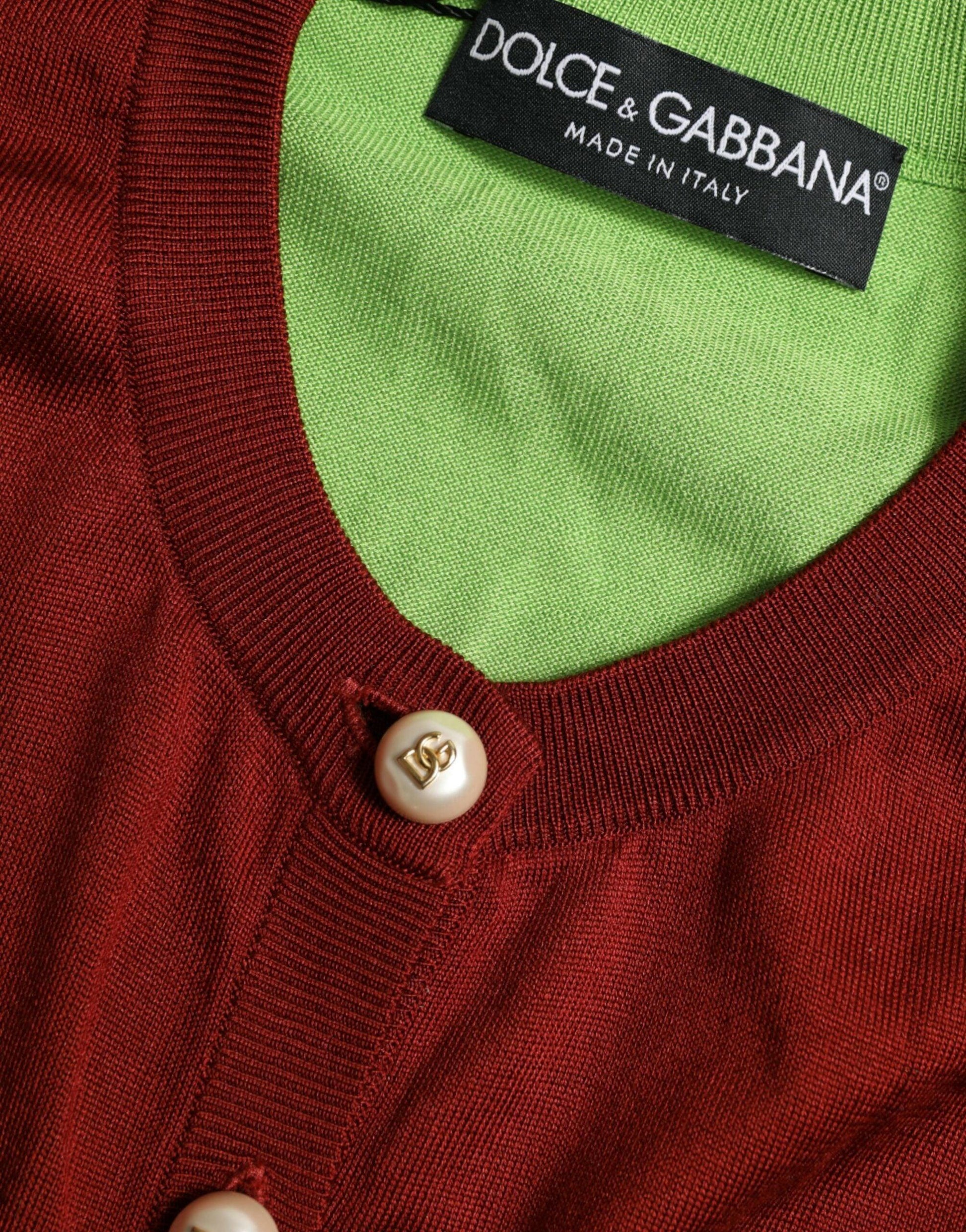 Dolce & Gabbana Elegant Silk Cardigan Sweater in Vibrant Tones - Arichezz.store