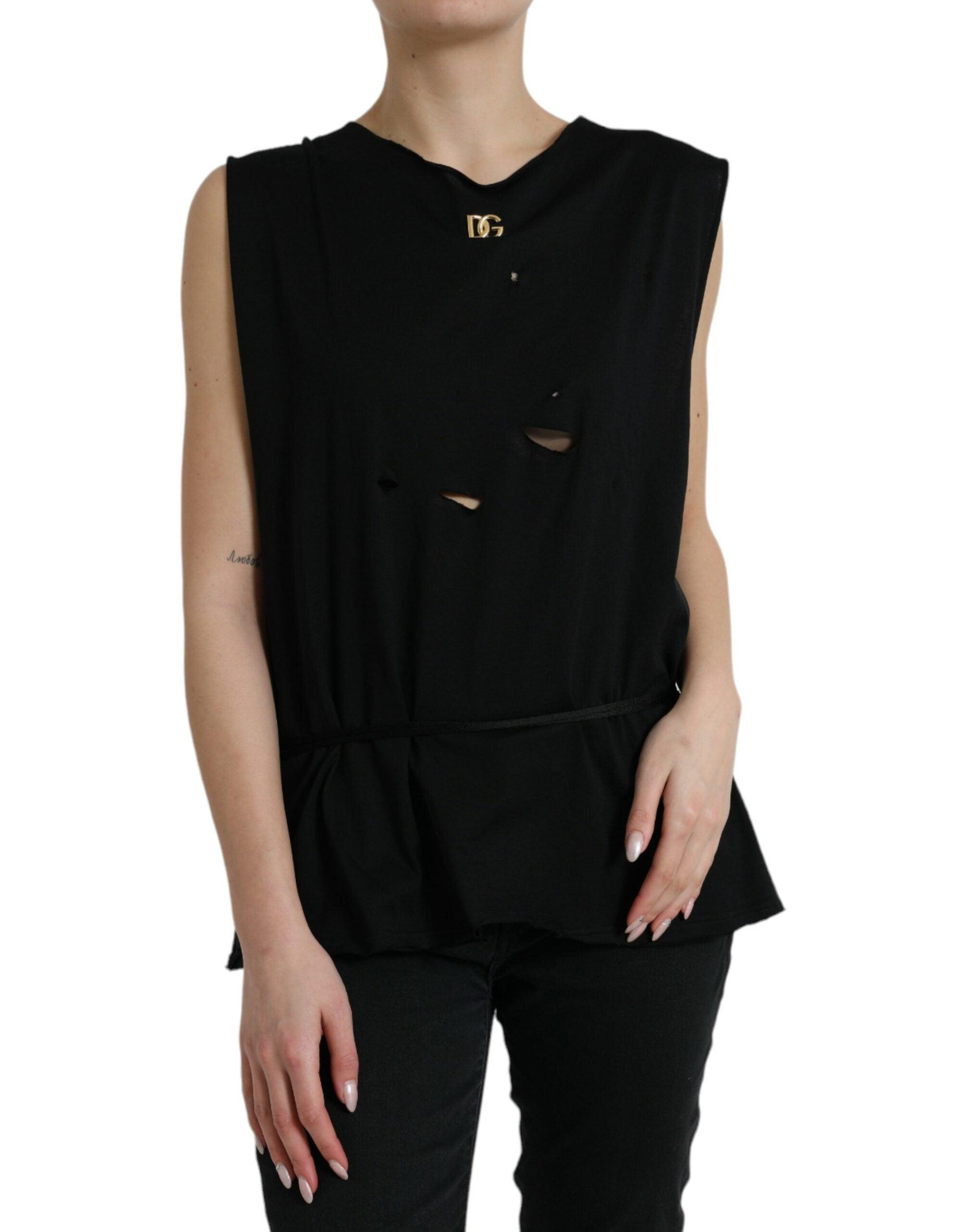 Dolce & Gabbana Elegant Black Round Neck Tank Top - Arichezz.store