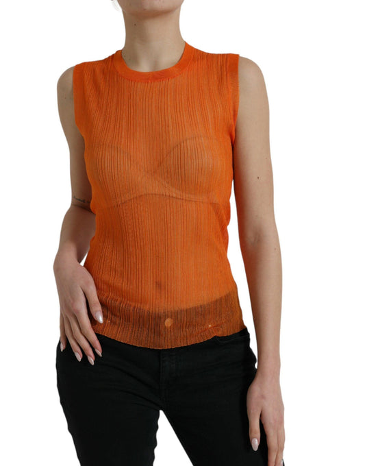 Dolce & Gabbana Chic Orange Crew Neck Tank Top - Arichezz.store