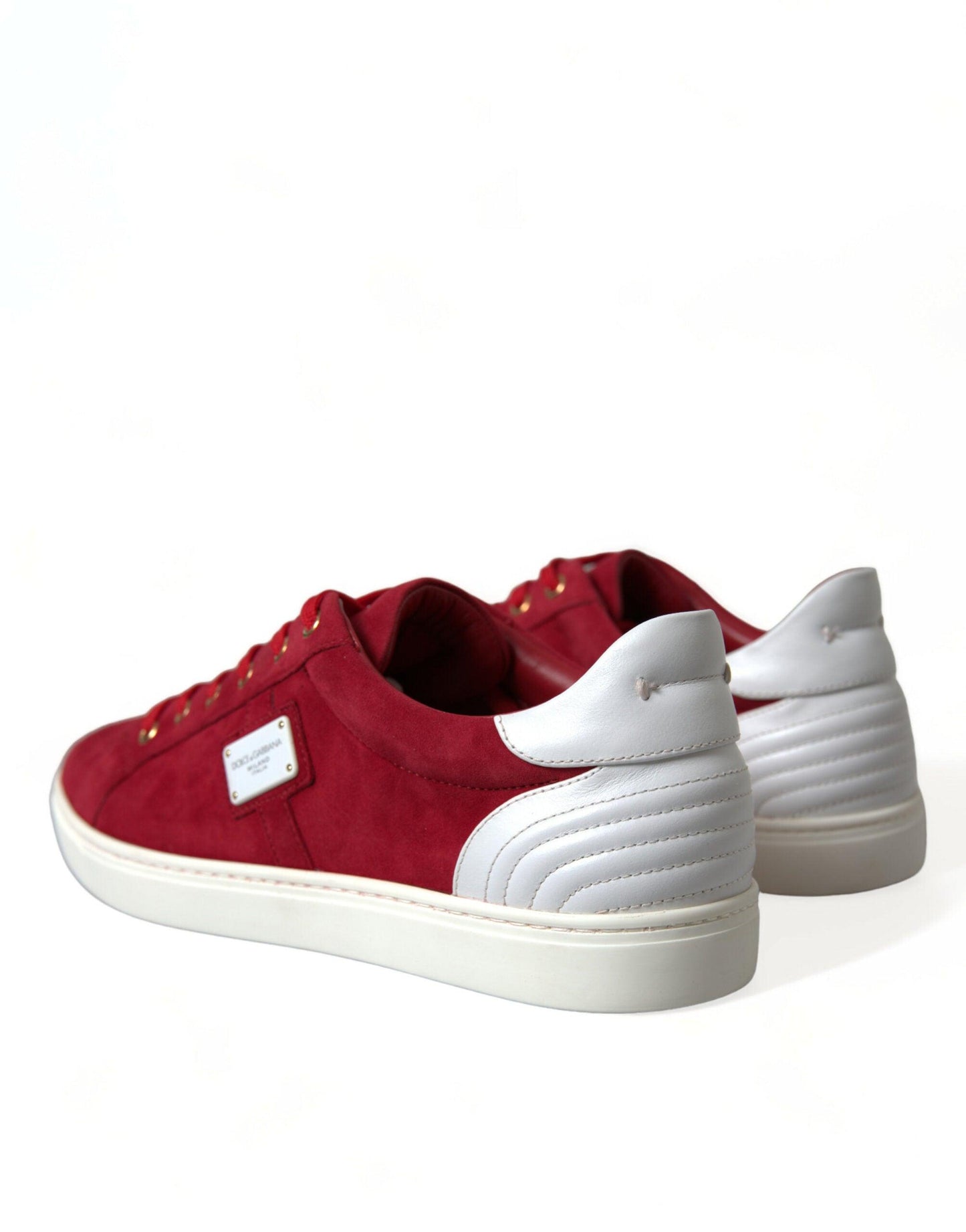 Dolce & Gabbana Elegant Red & White Leather Sneakers - Arichezz.store