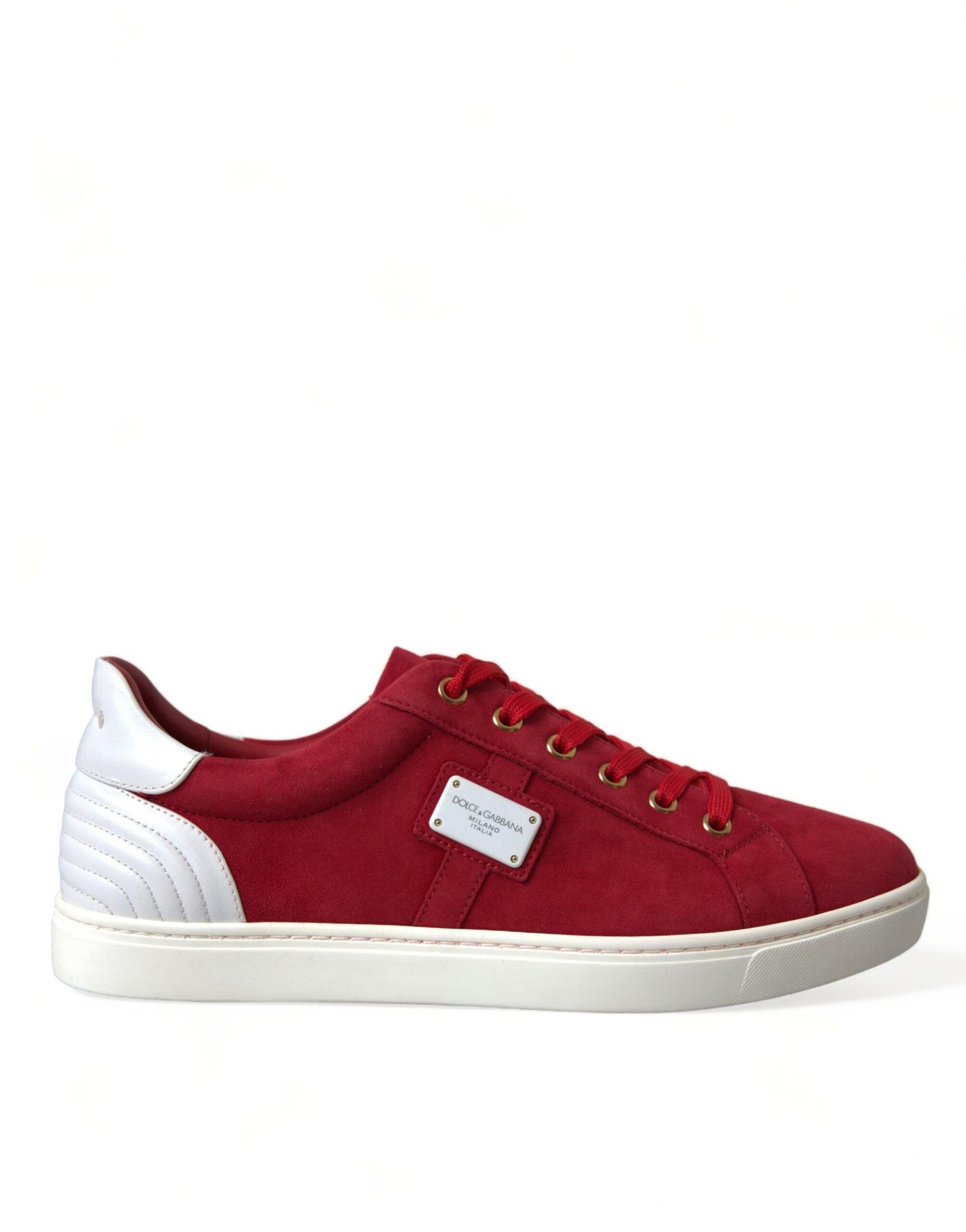 Dolce & Gabbana Elegant Red & White Leather Sneakers - Arichezz.store