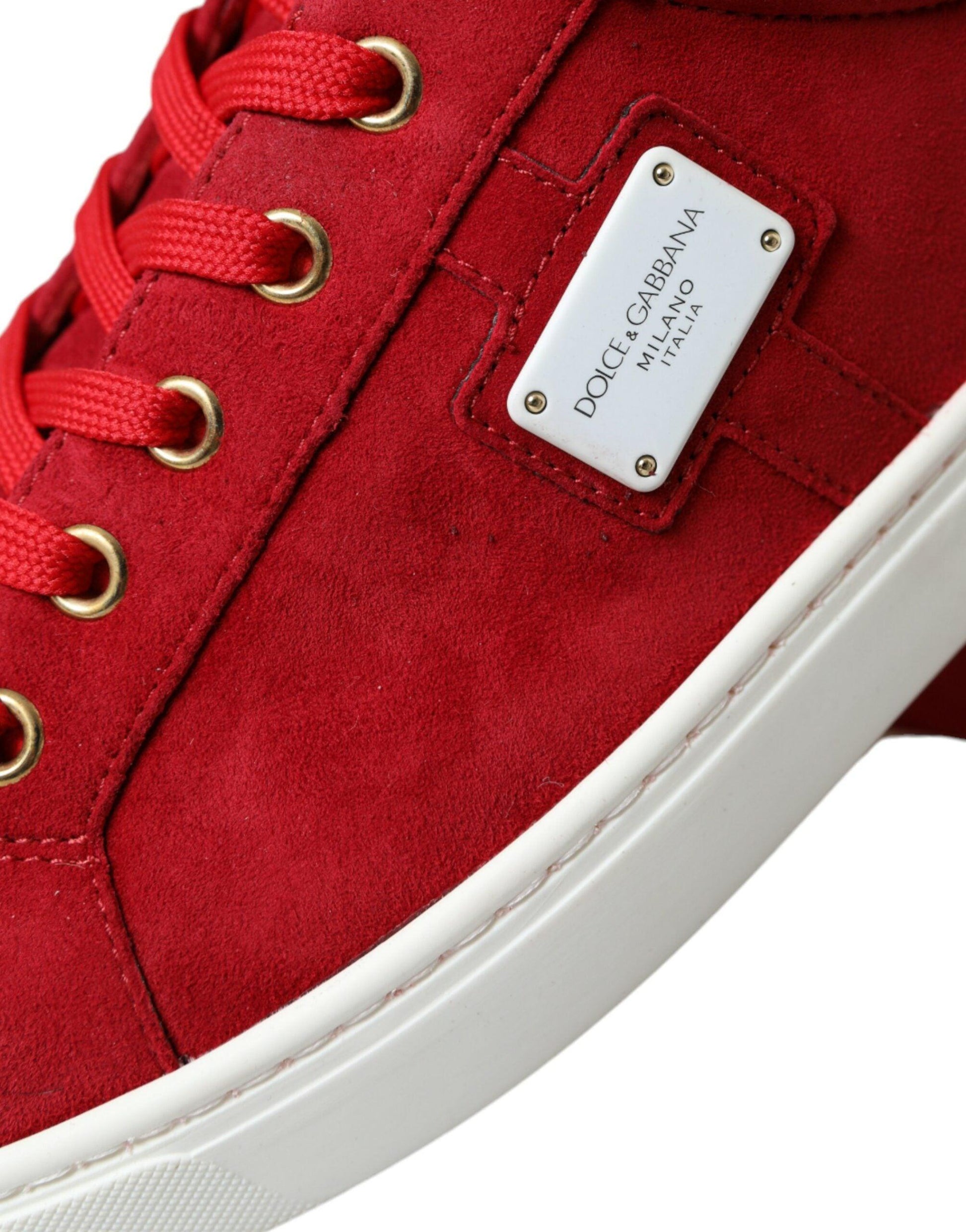 Dolce & Gabbana Elegant Red & White Leather Sneakers - Arichezz.store