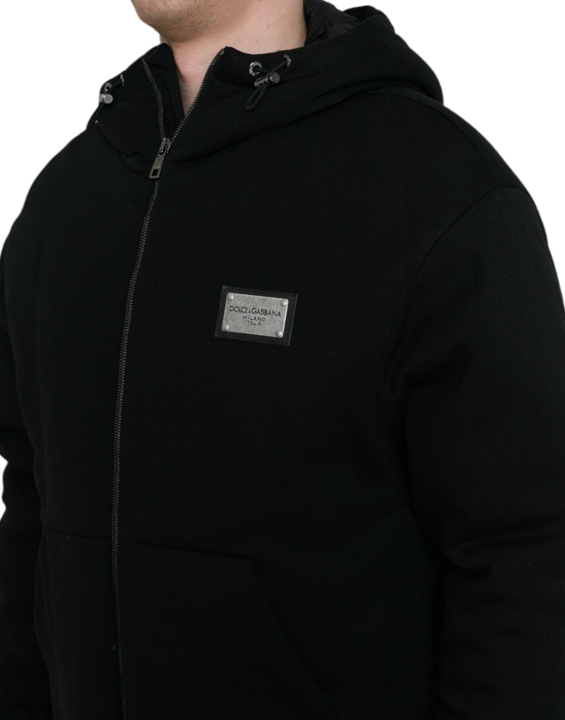 Dolce & Gabbana Elegant Black Bomber Jacket with Hood - Arichezz.store