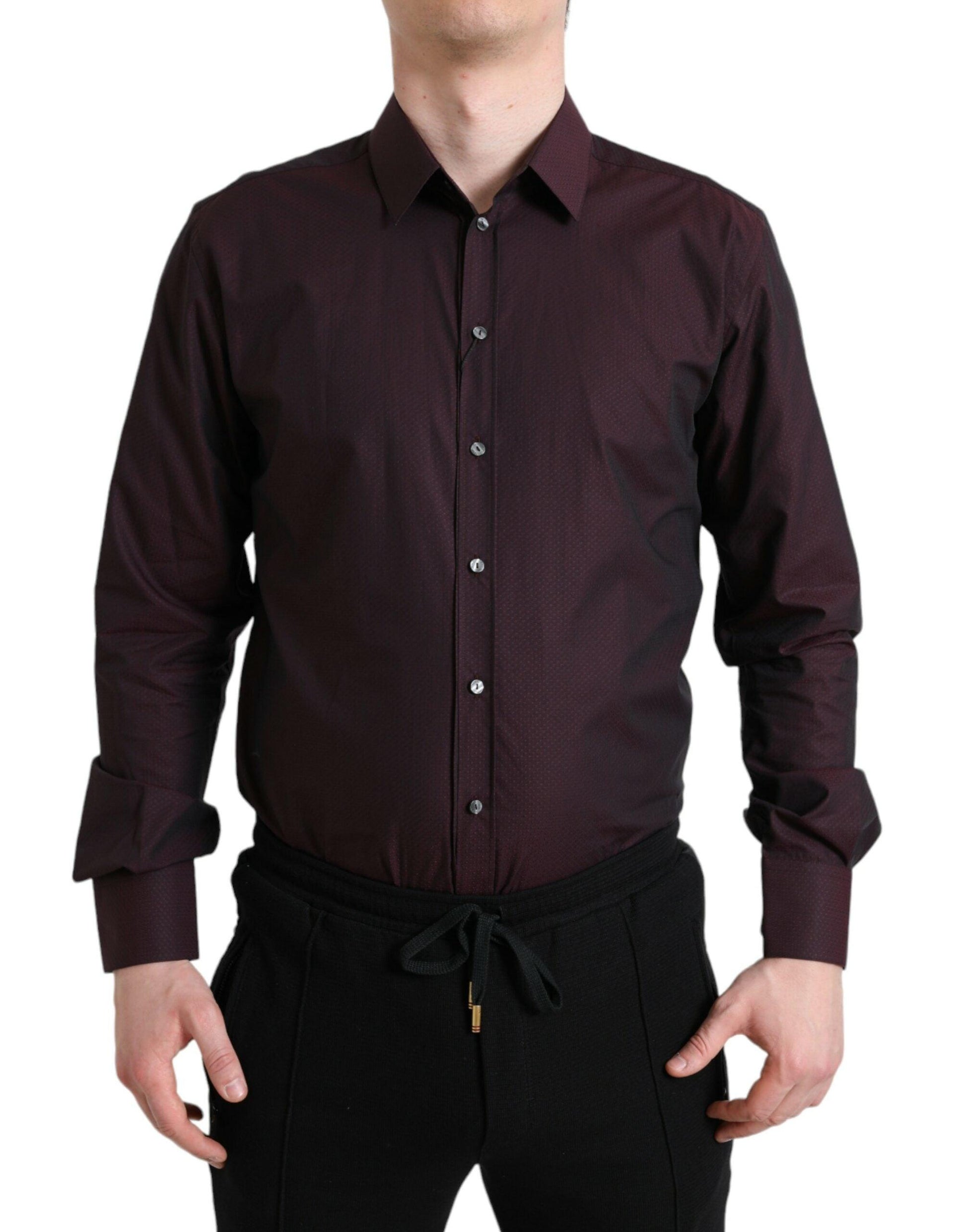 Dolce & Gabbana Elegant Maroon Martini Dress Shirt - Arichezz.store