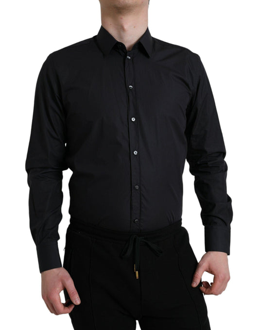 Dolce & Gabbana Elegant Navy Blue Slim Fit Dress Shirt - Arichezz.store