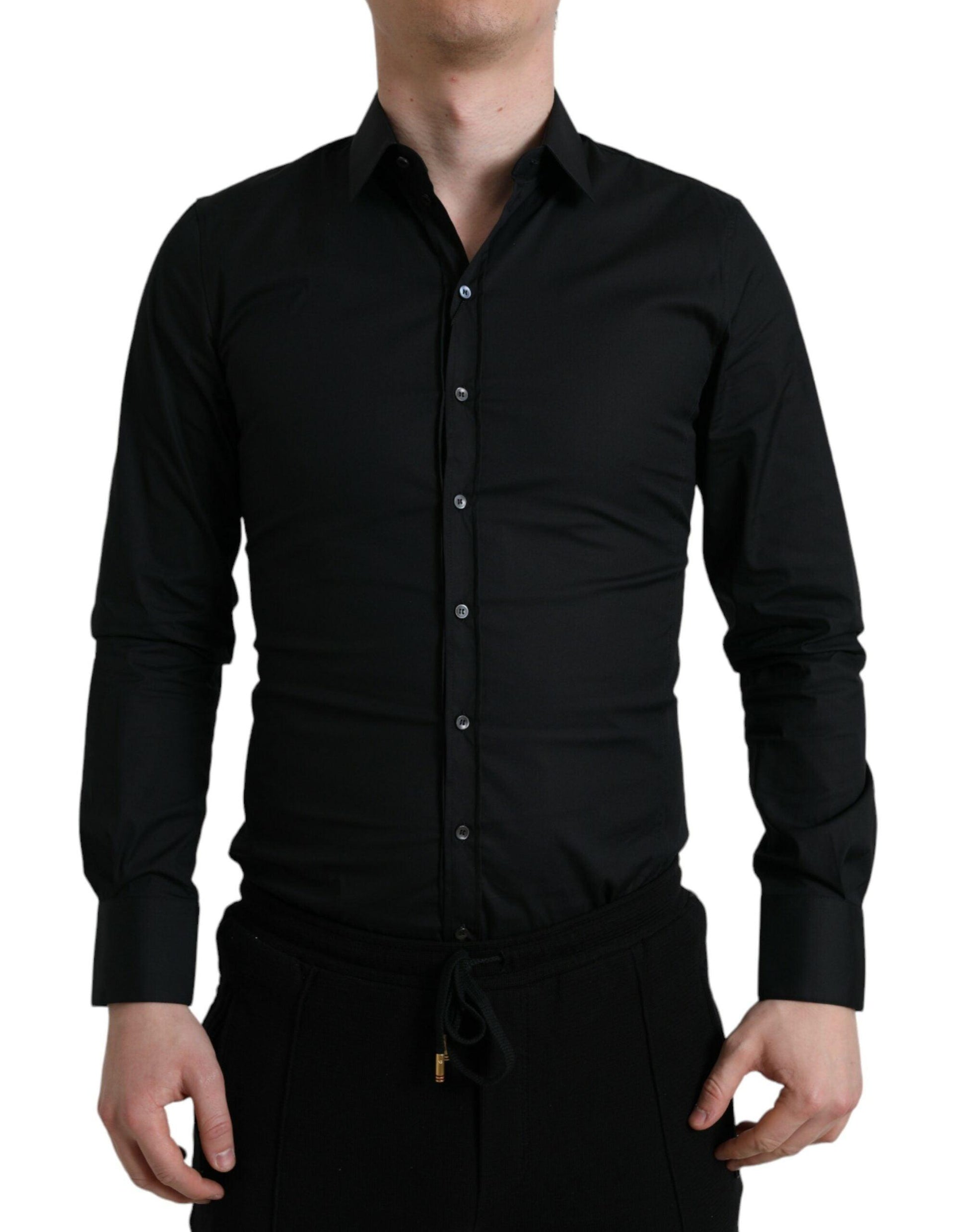 Dolce & Gabbana Elegant Black Slim Fit Italian Dress Shirt - Arichezz.store